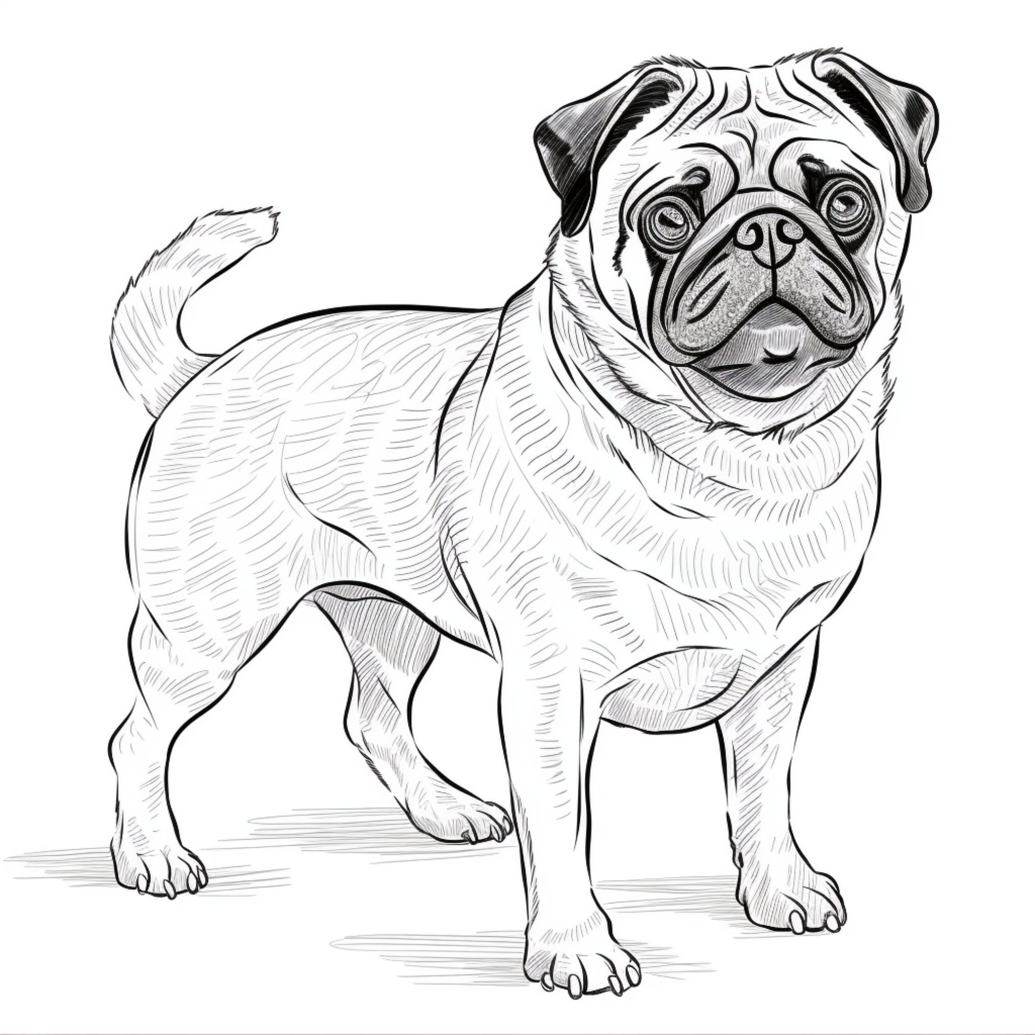 Printable Coloring Page Pug Instant Download Etsy Printable Coloring Page Pug Instant Download Etsy