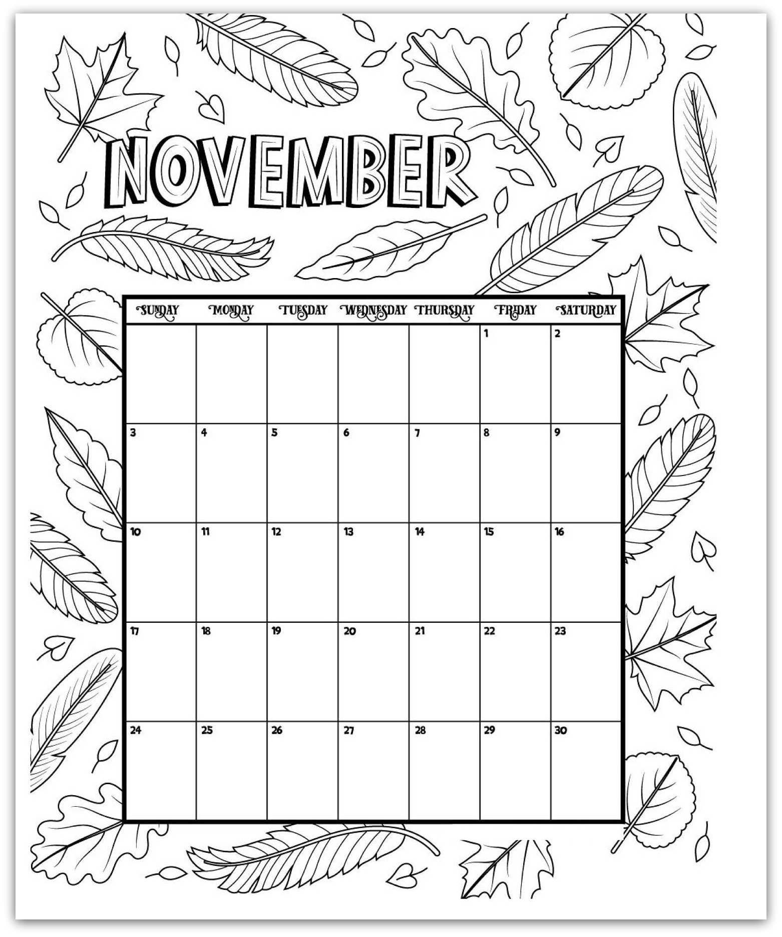 Printable Coloring Pages For November Printable Calendars AT A GLANCE Printable Coloring Pages For November Printable Calendars AT A GLANCE