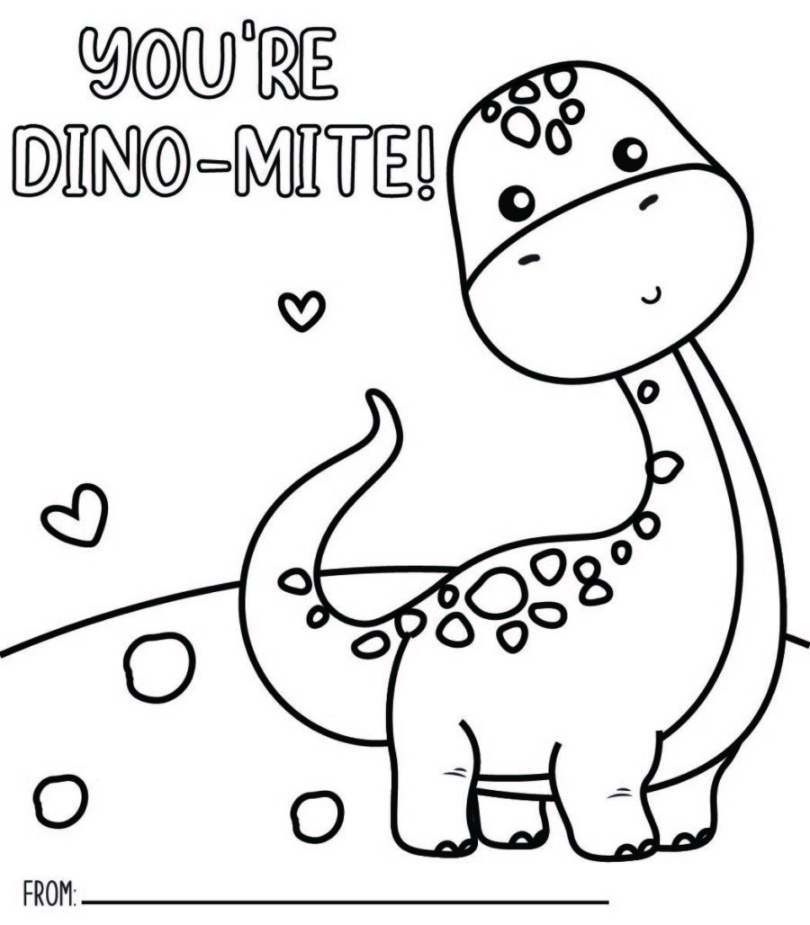 Printable Dinosaur Valentine Coloring Pages Printable Dinosaur Valentine Coloring Pages