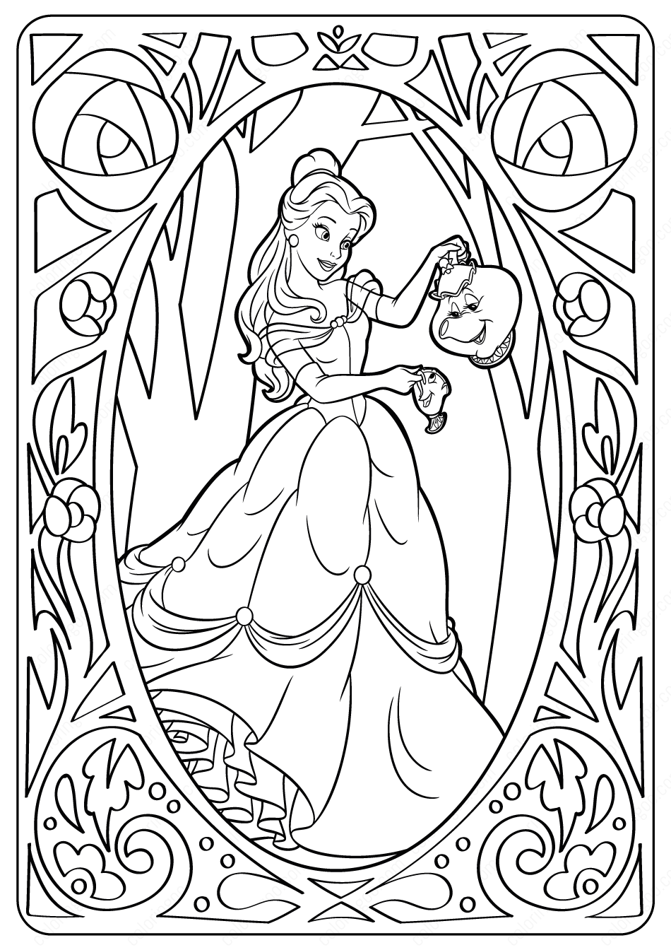 Printable Disney Belle PDF Coloring Pages Motherhood