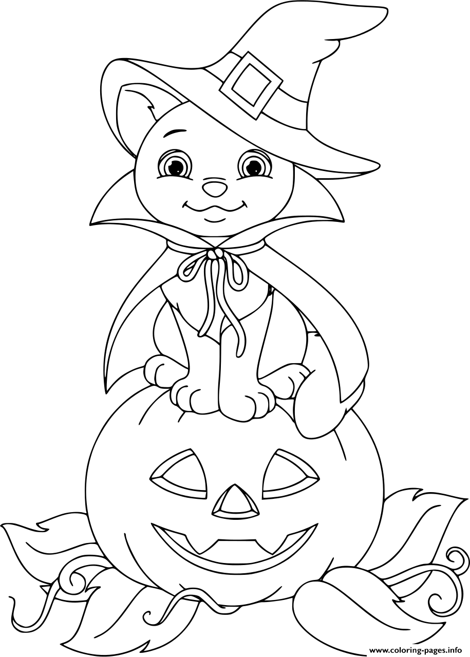 Printable Halloween Cat Coloring Pages