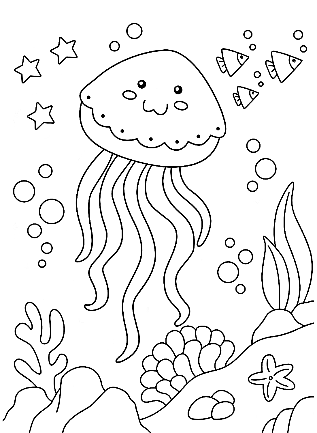 Printable Jellyfish Coloring Pages