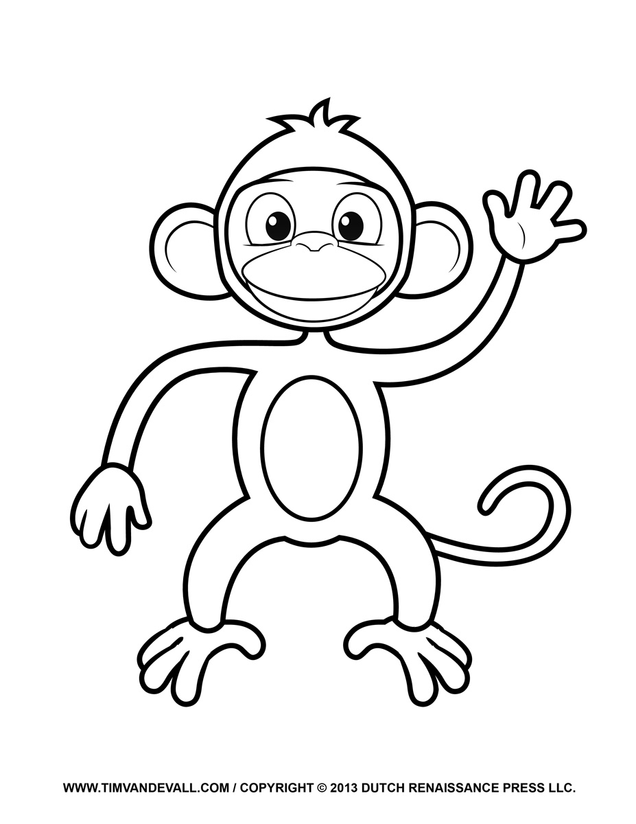 Printable Monkey Clipart Coloring Pages Cartoon Crafts For Kids Printable Monkey Clipart Coloring Pages Cartoon Crafts For Kids