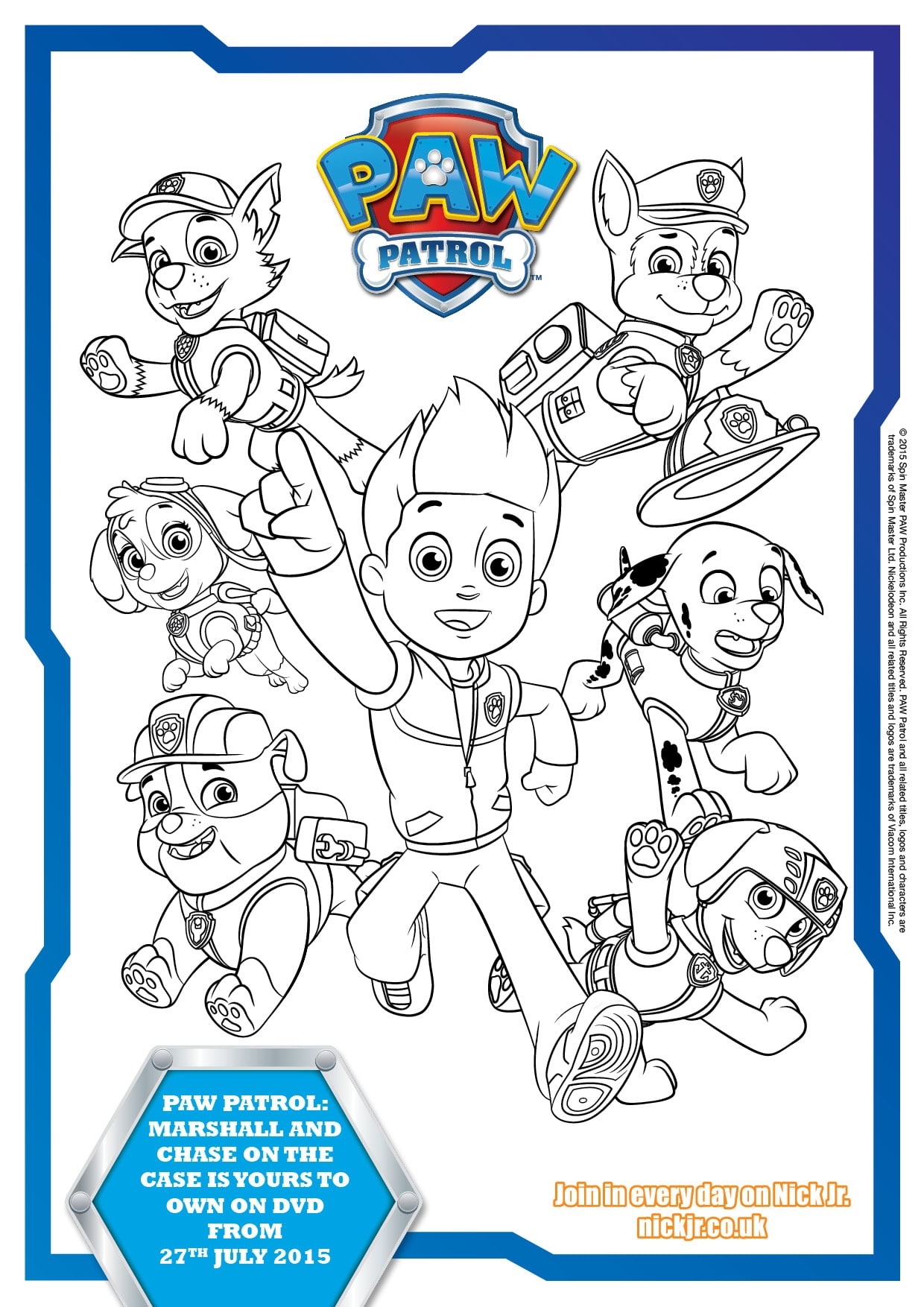 Printable Paw Patrol Color Pages Printable Paw Patrol Color Pages