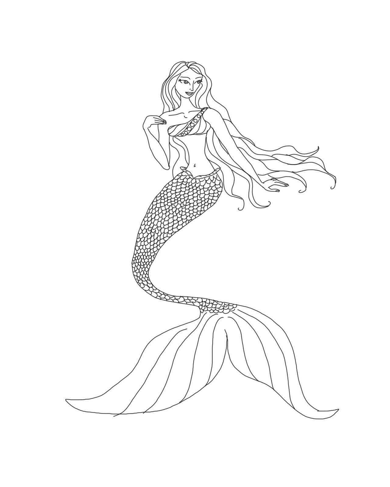Printable Realistic Mermaid Coloring Pages High Quality Coloring