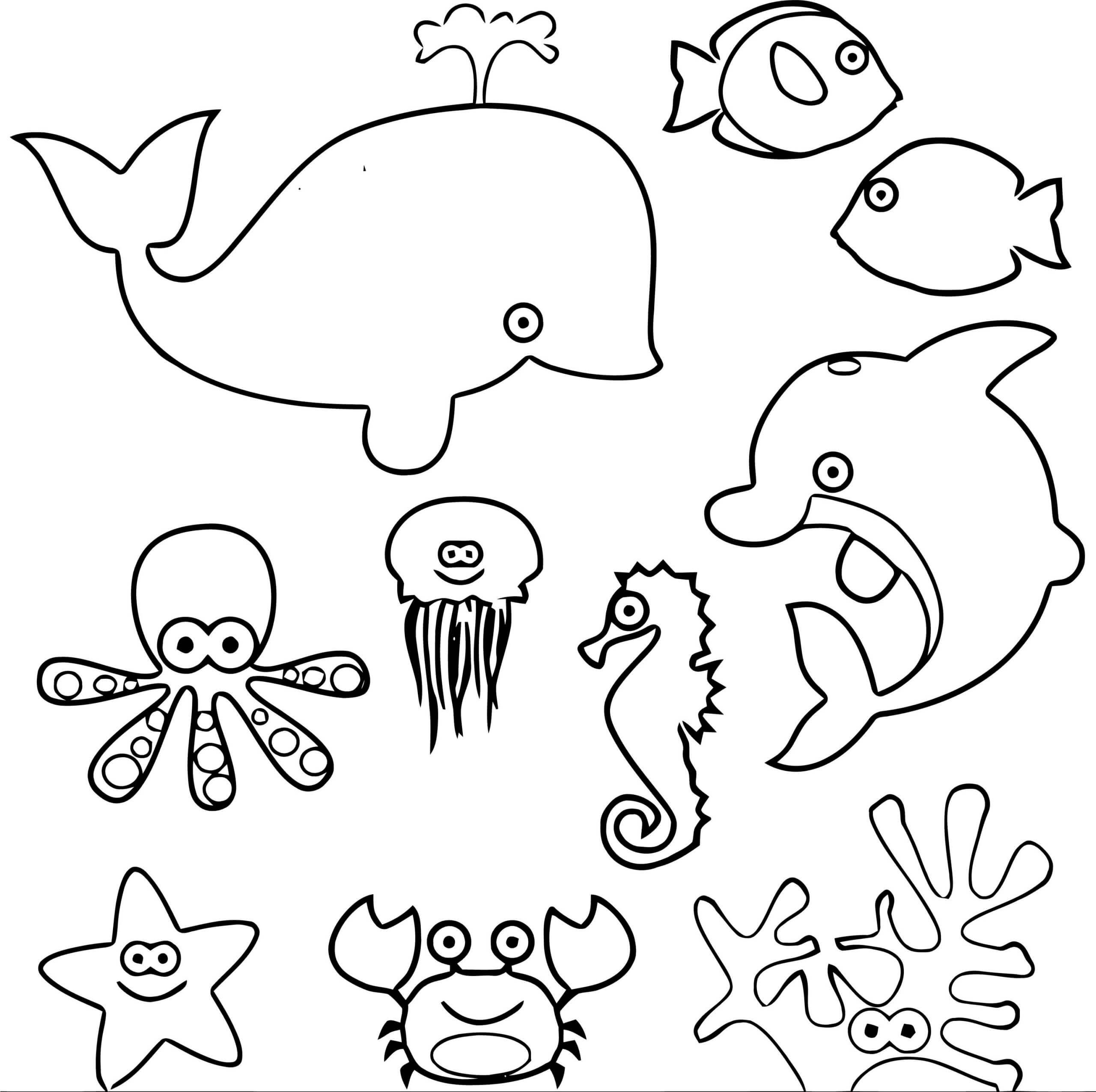 Printable Sea Animals Coloring Pages Printable Sea Animals Coloring Pages