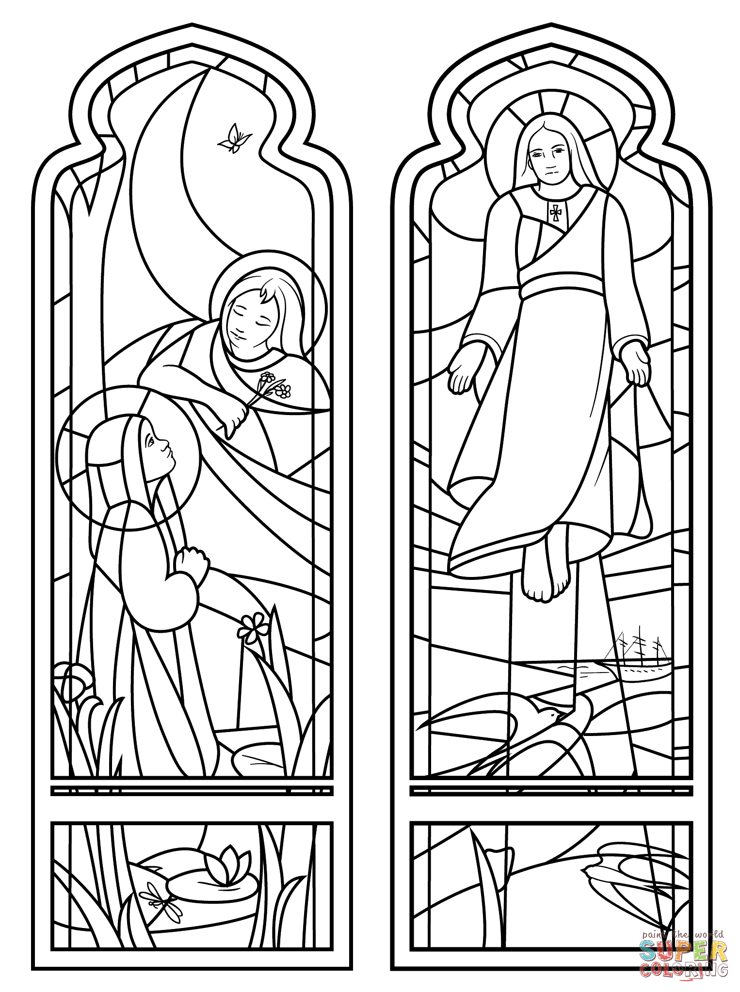Printable Stained Glass Window Coloring Page Coloring Home