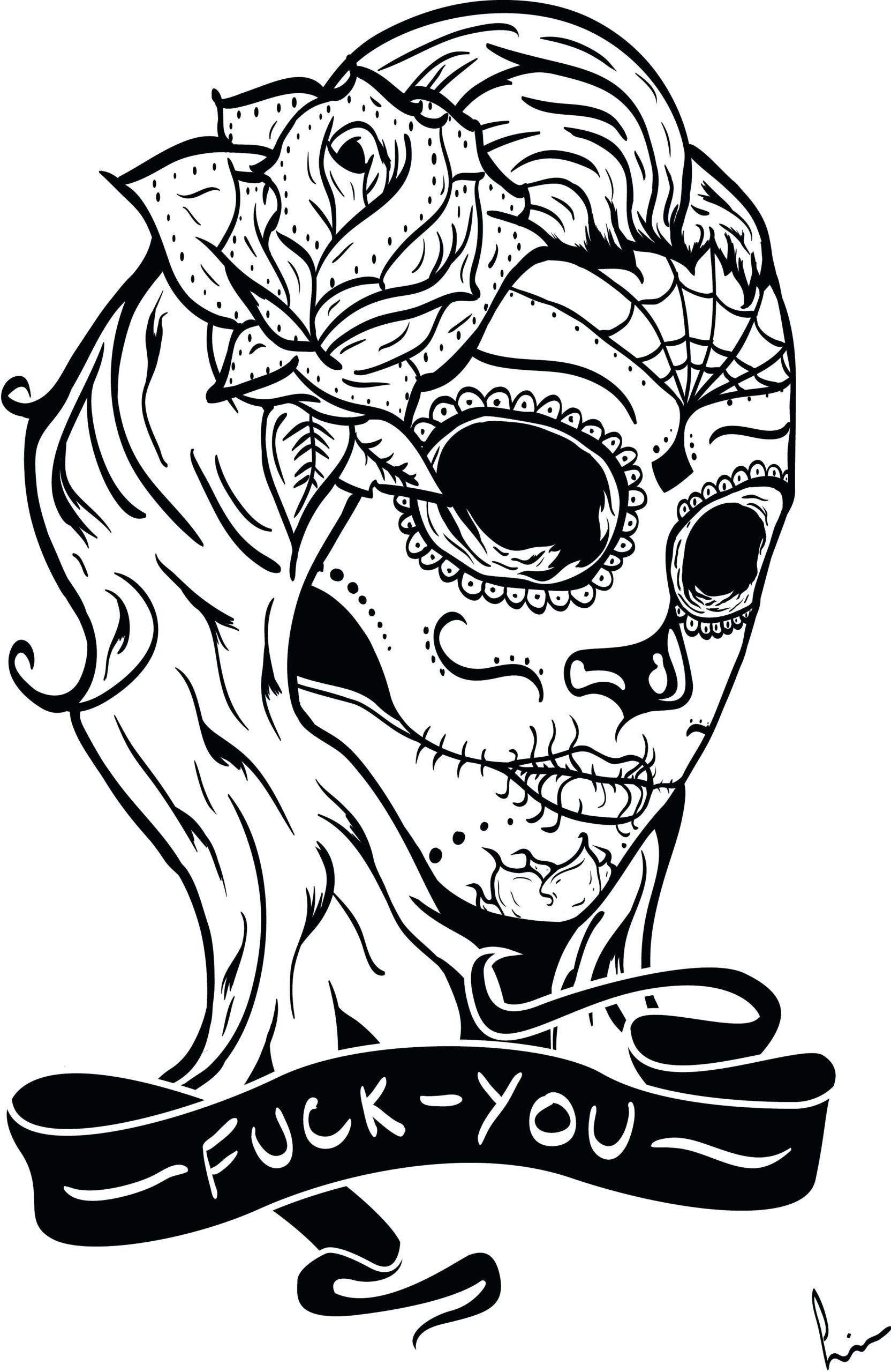 Printable Sugar Skull Coloring Page Animals For Adults Free Kids Book Printable Sugar Skull Coloring Page Animals For Adults Free Kids Book