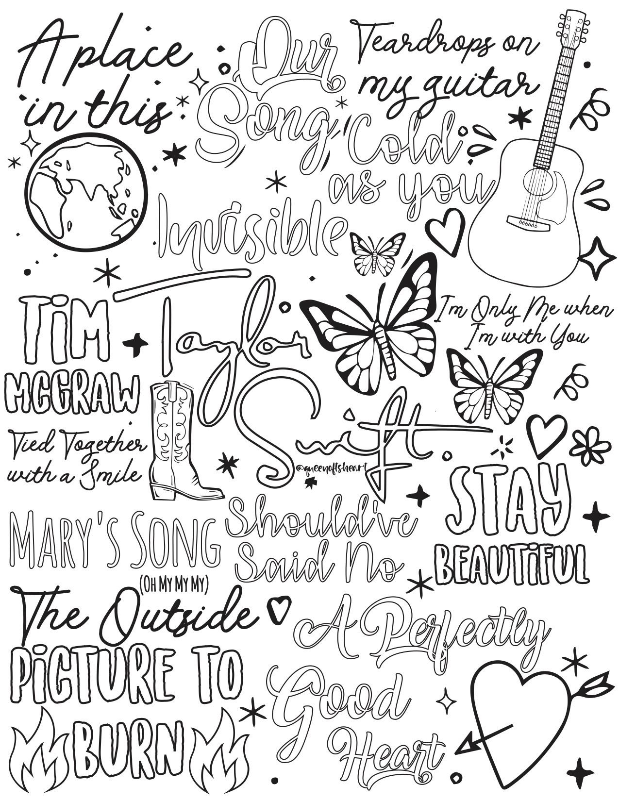 Printable Taylor Swift Lyrics Coloring Pages Printable Taylor Swift Lyrics Coloring Pages