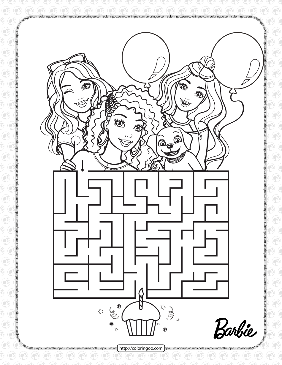 Printables Barbie S Birthday Maze Coloring Page Printables Barbie S Birthday Maze Coloring Page