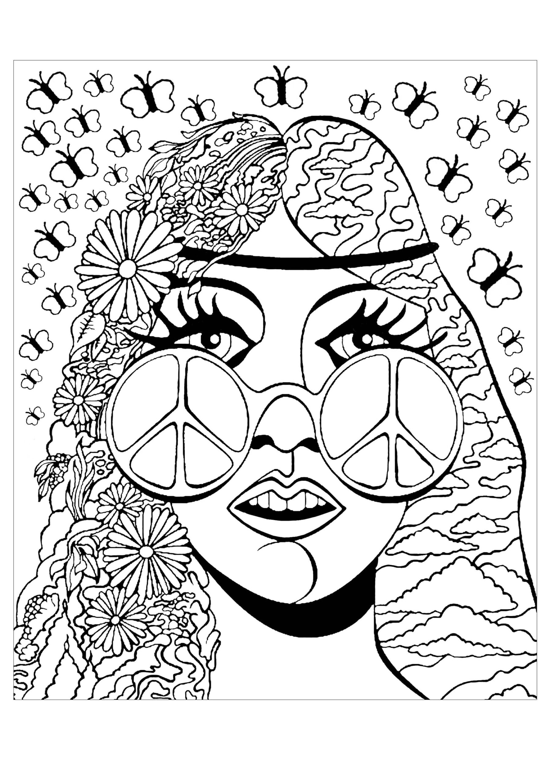 Psychedelic Girl Butterflies Psychedelic Coloring Pages For Adults Psychedelic Girl Butterflies Psychedelic Coloring Pages For Adults