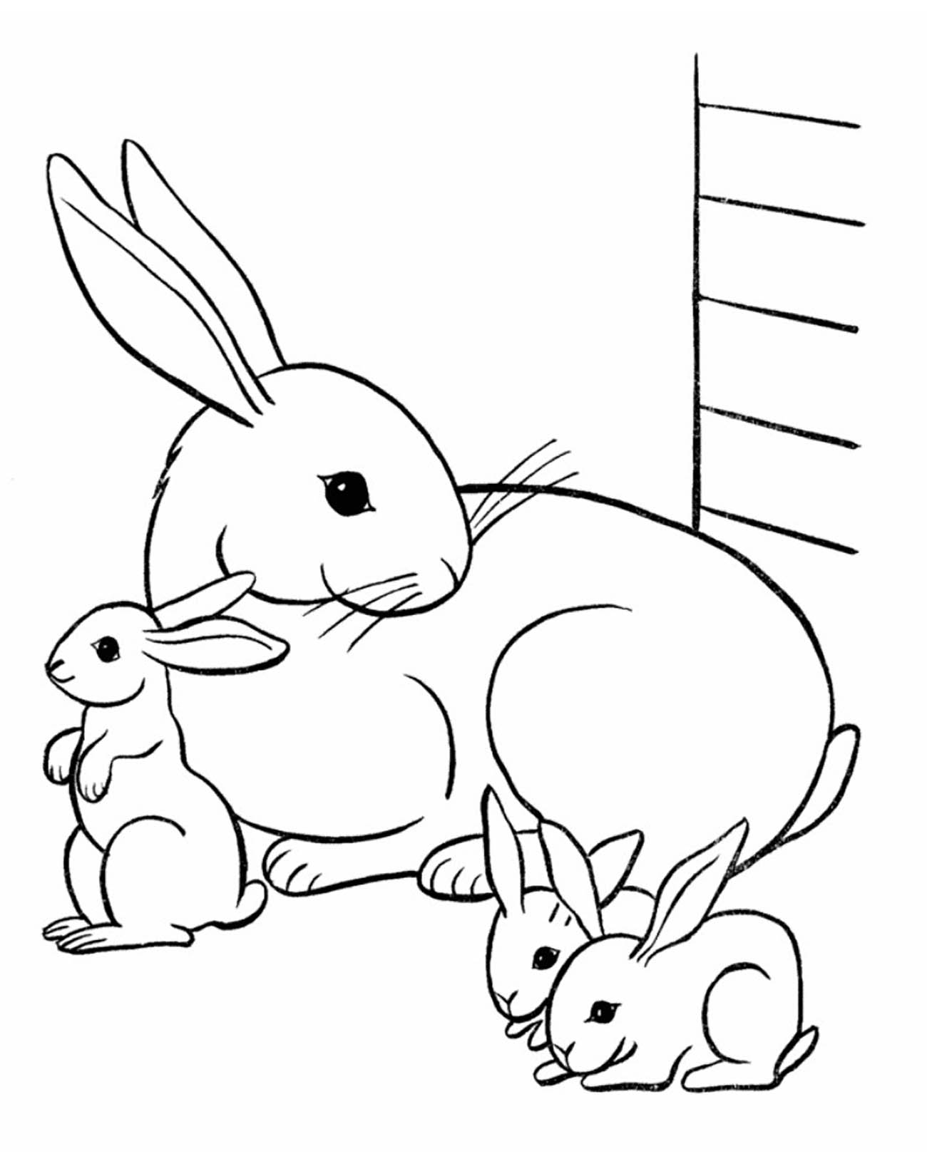 Rabbit Family Rabbit Bunny Coloring Pages For Kids