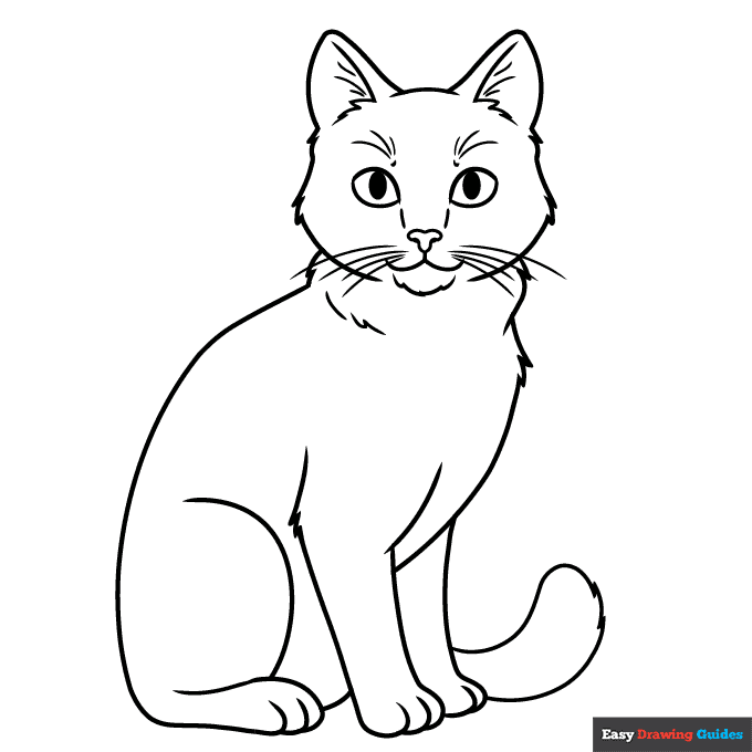 Realistic Cat Coloring Page Easy Drawing Guides Realistic Cat Coloring Page Easy Drawing Guides
