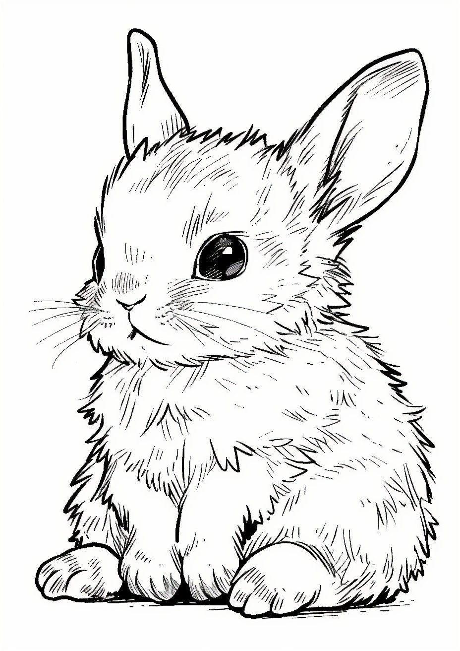 Realistic Rabbit Coloring Pages
