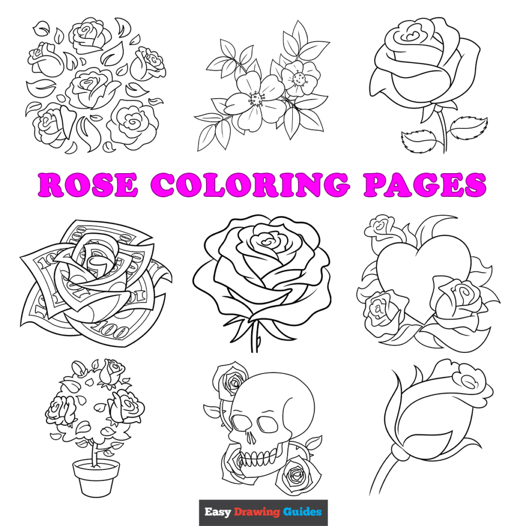 Realistic Rose Coloring Pages Printable Realistic Rose Coloring Pages Printable