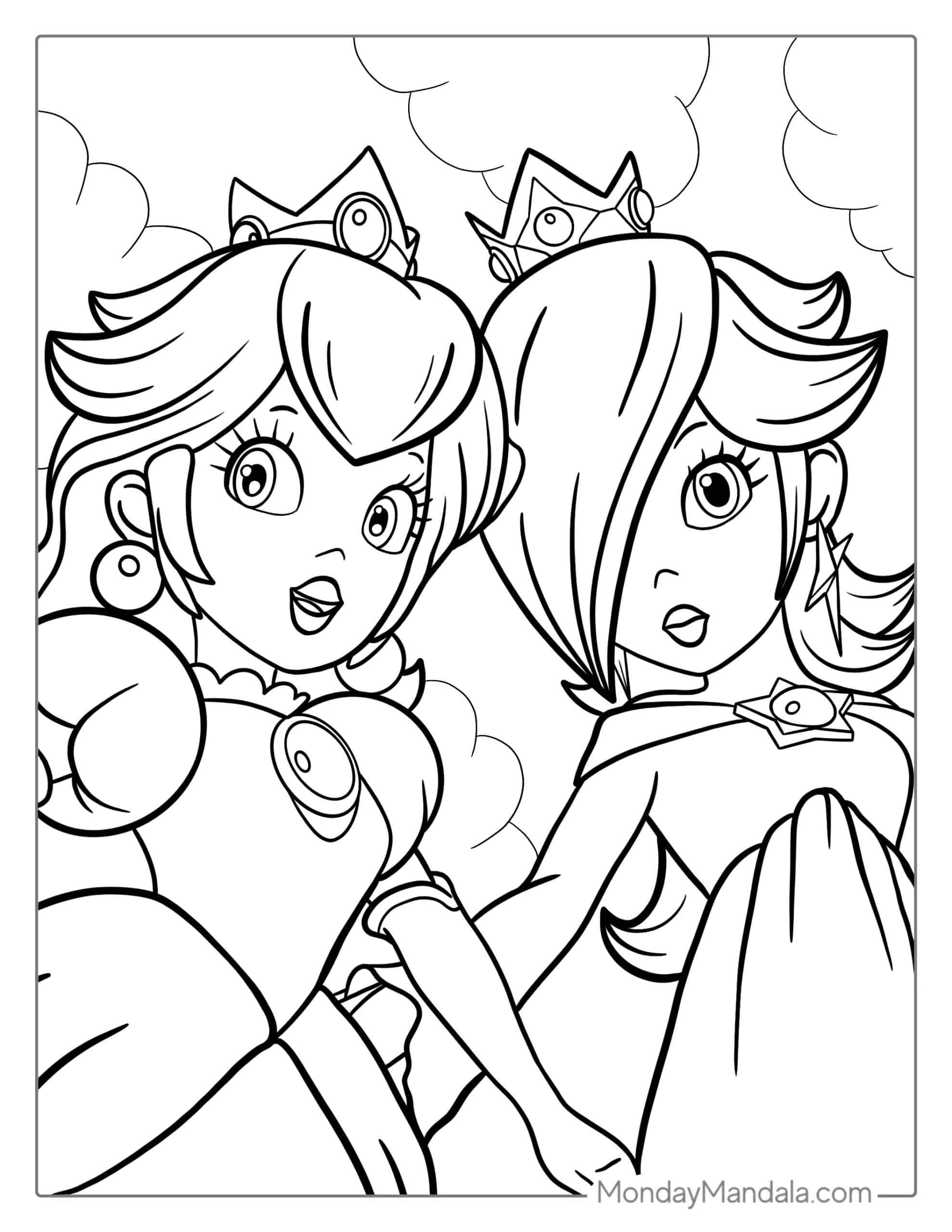 Rosalina And Peach Coloring Pages Rosalina And Peach Coloring Pages