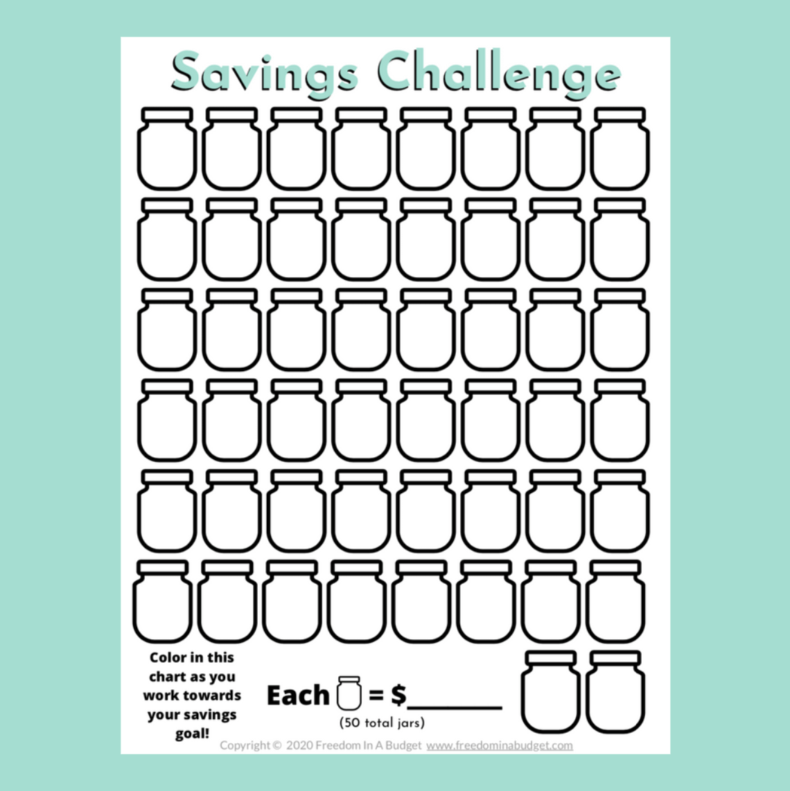 Savings Challenge Tracker Printable Freedom In A Budget Savings Challenge Tracker Printable Freedom In A Budget