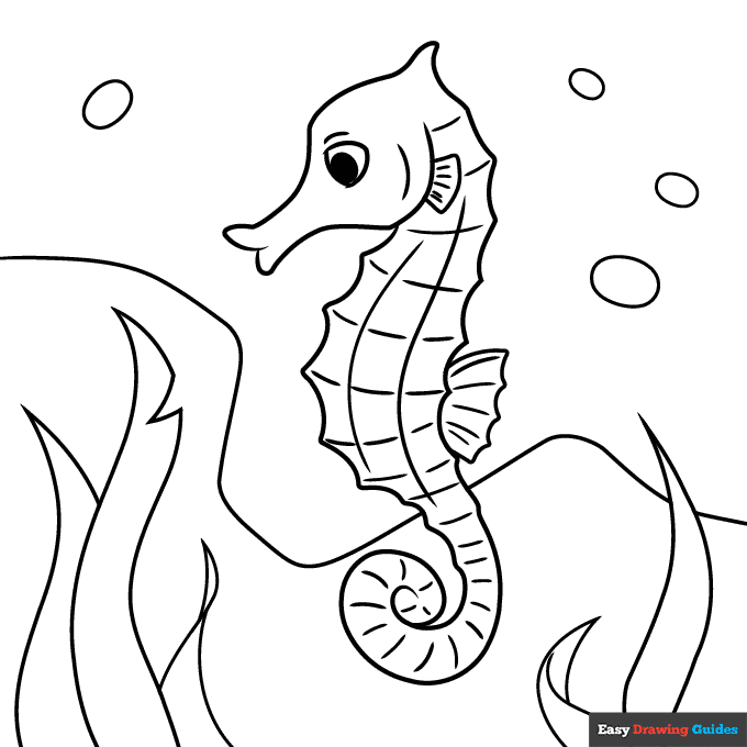 Seahorse Coloring Page Easy Drawing Guides Seahorse Coloring Page Easy Drawing Guides