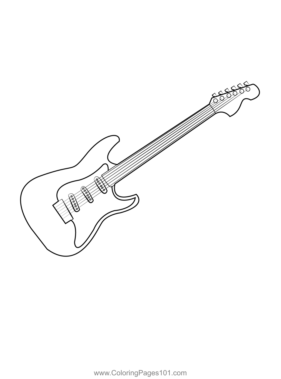 Semi Acoustic Electric Guitar Coloring Page For Kids Free Guitar Semi Acoustic Electric Guitar Coloring Page For Kids Free Guitar