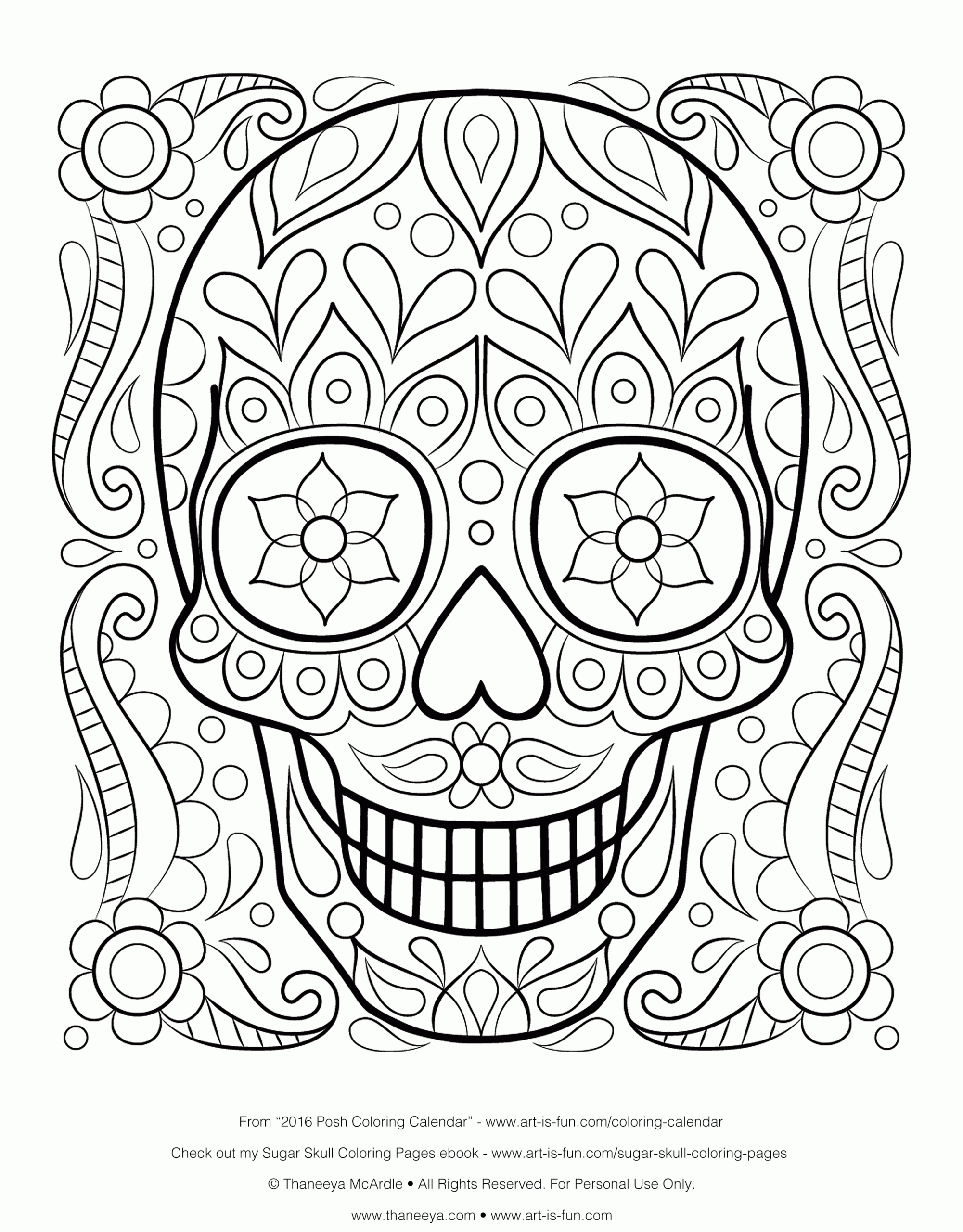 Skull Printable Coloring Pages Coloring Home