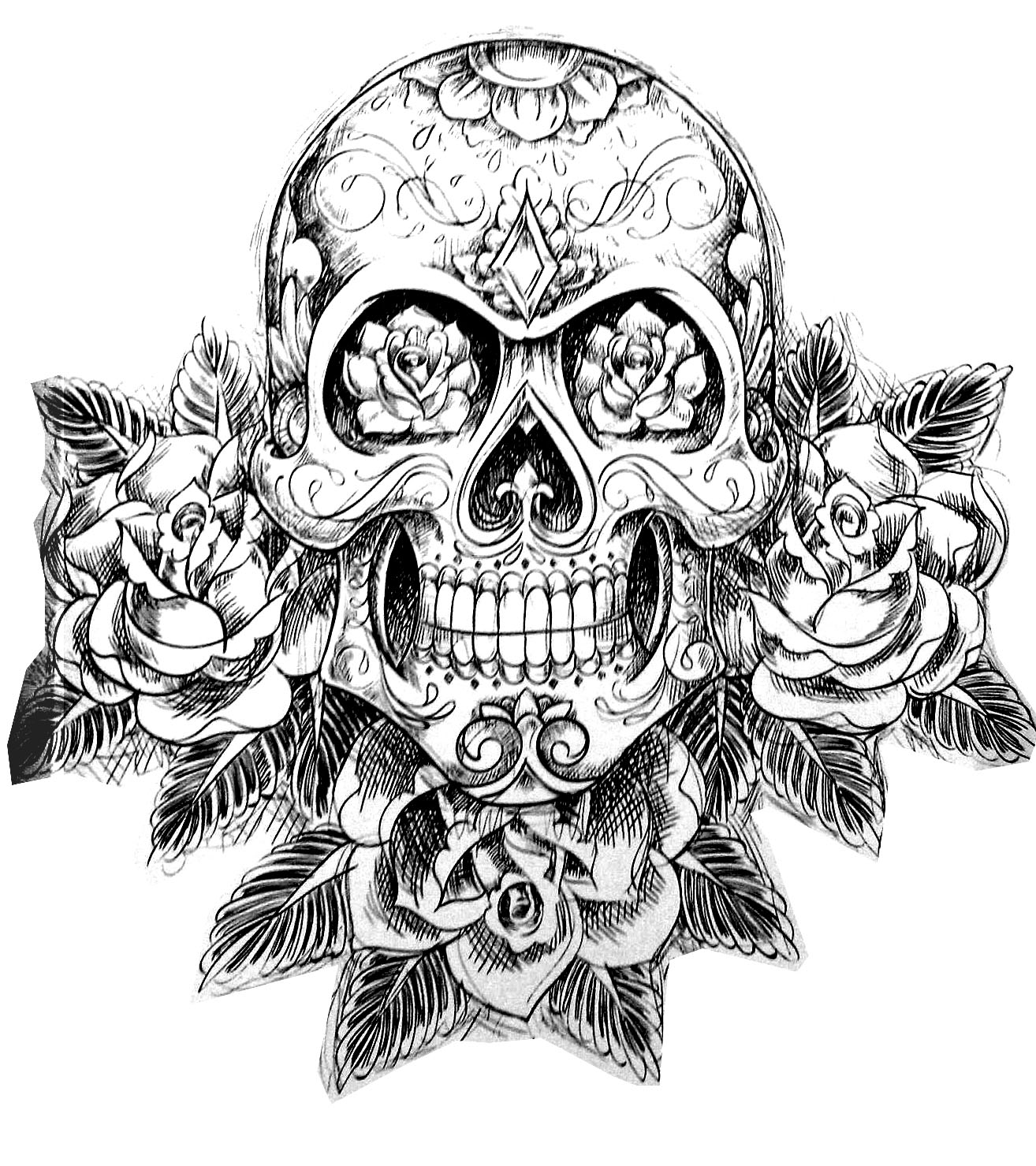 Skull Rose Tattoo Coloring Pages For Adults Skull Rose Tattoo Coloring Pages For Adults