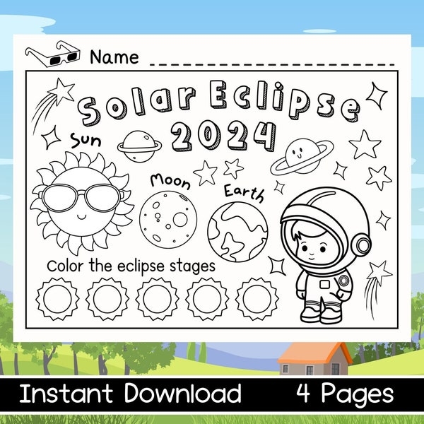 Solar Eclipse Coloring Pages Printable Etsy Solar Eclipse Coloring Pages Printable Etsy