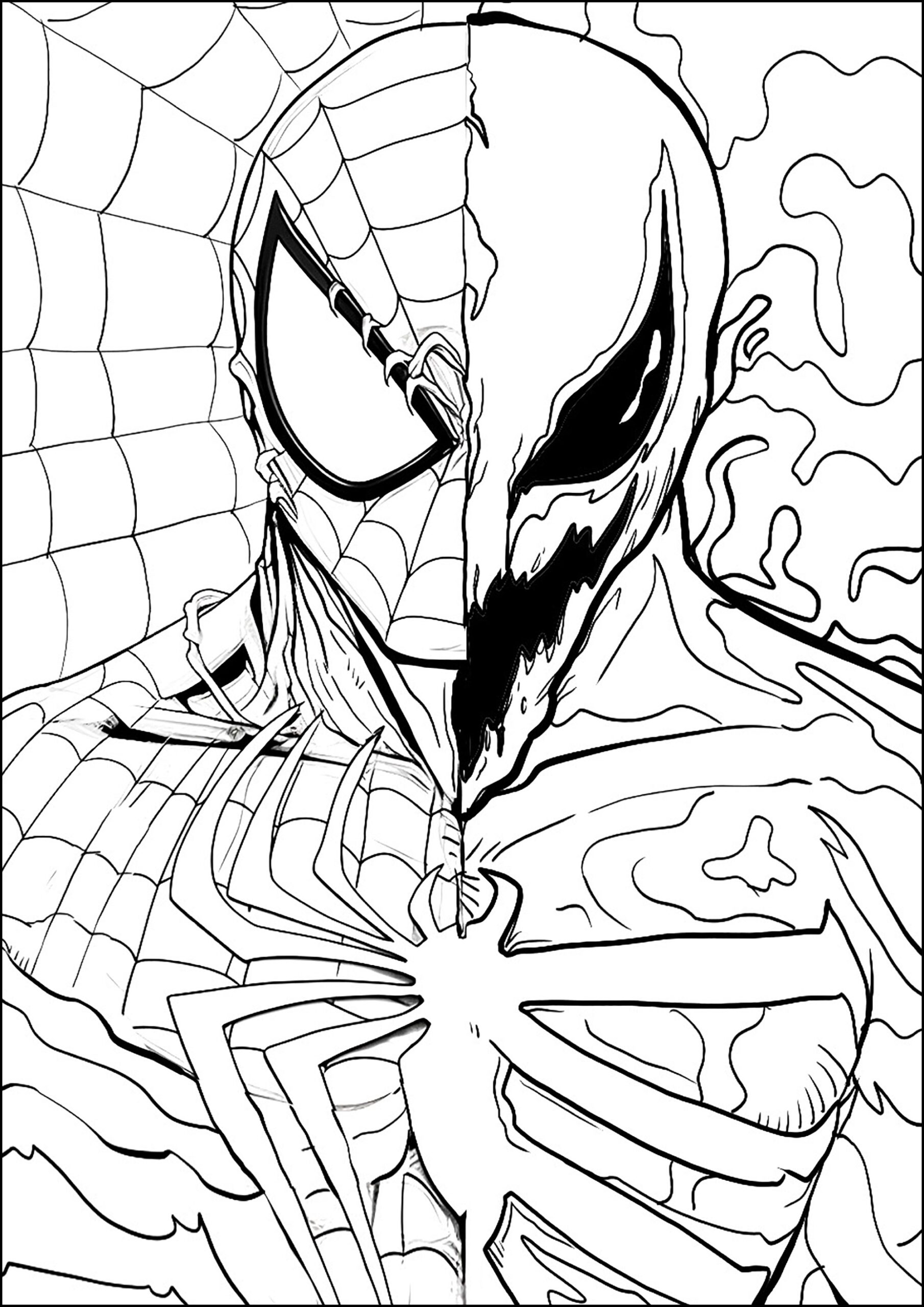 Spider Man And Venom Mixed Drawing Venom Coloring Pages Spider Man And Venom Mixed Drawing Venom Coloring Pages