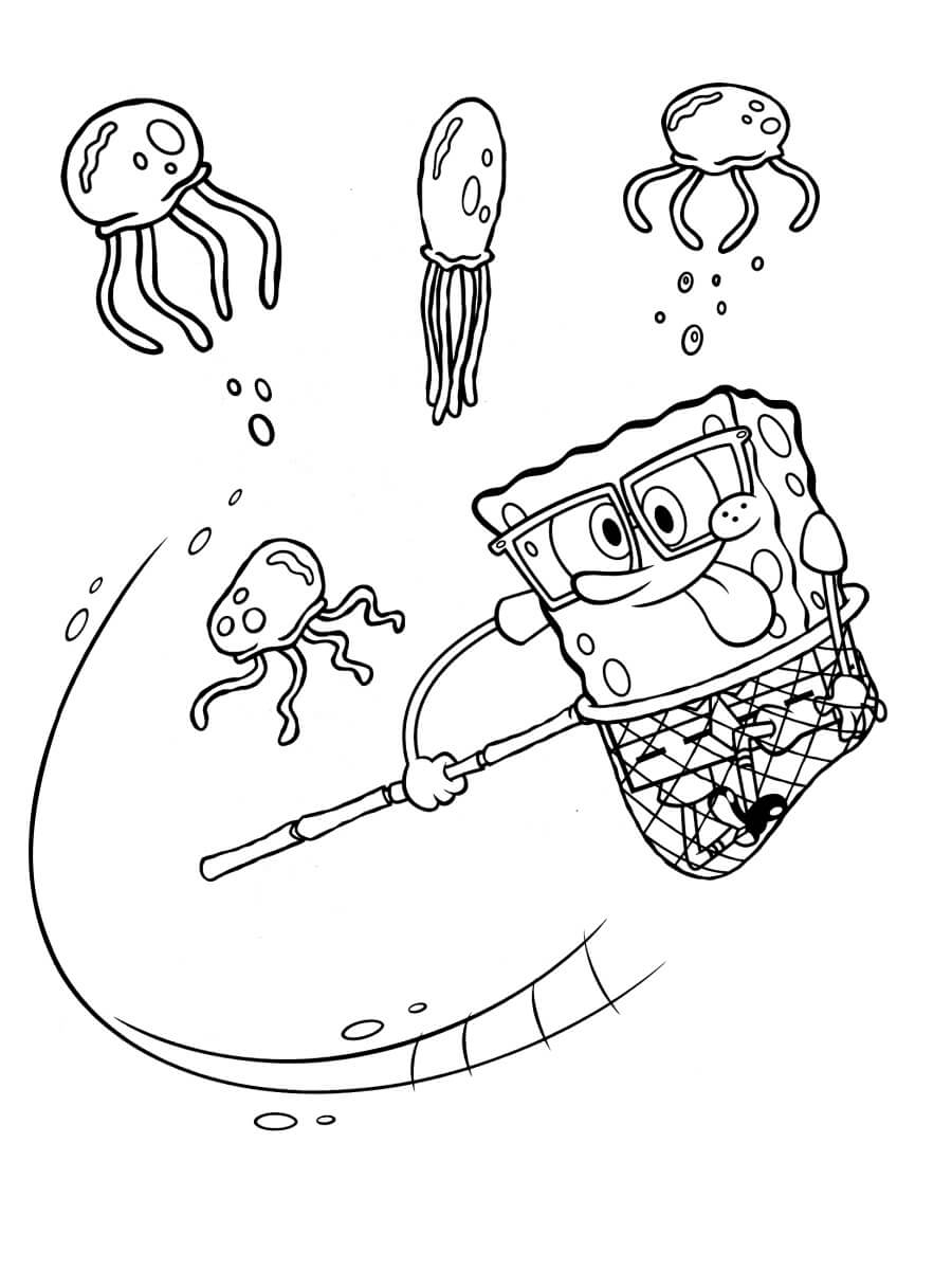 SpongeBob And Jellyfish Coloring Page Free Printable Coloring Pages