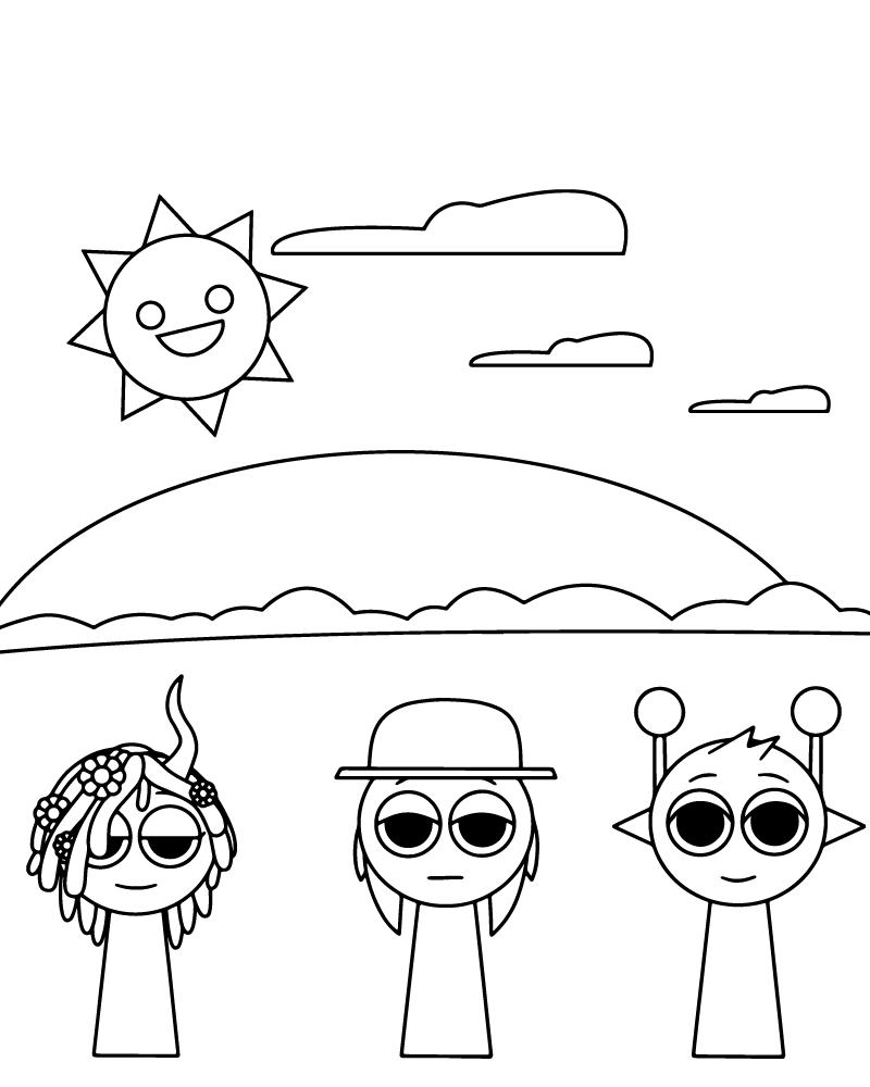 Sprunki Colorful Characters Coloring Page Sprunki Colorful Characters Coloring Page