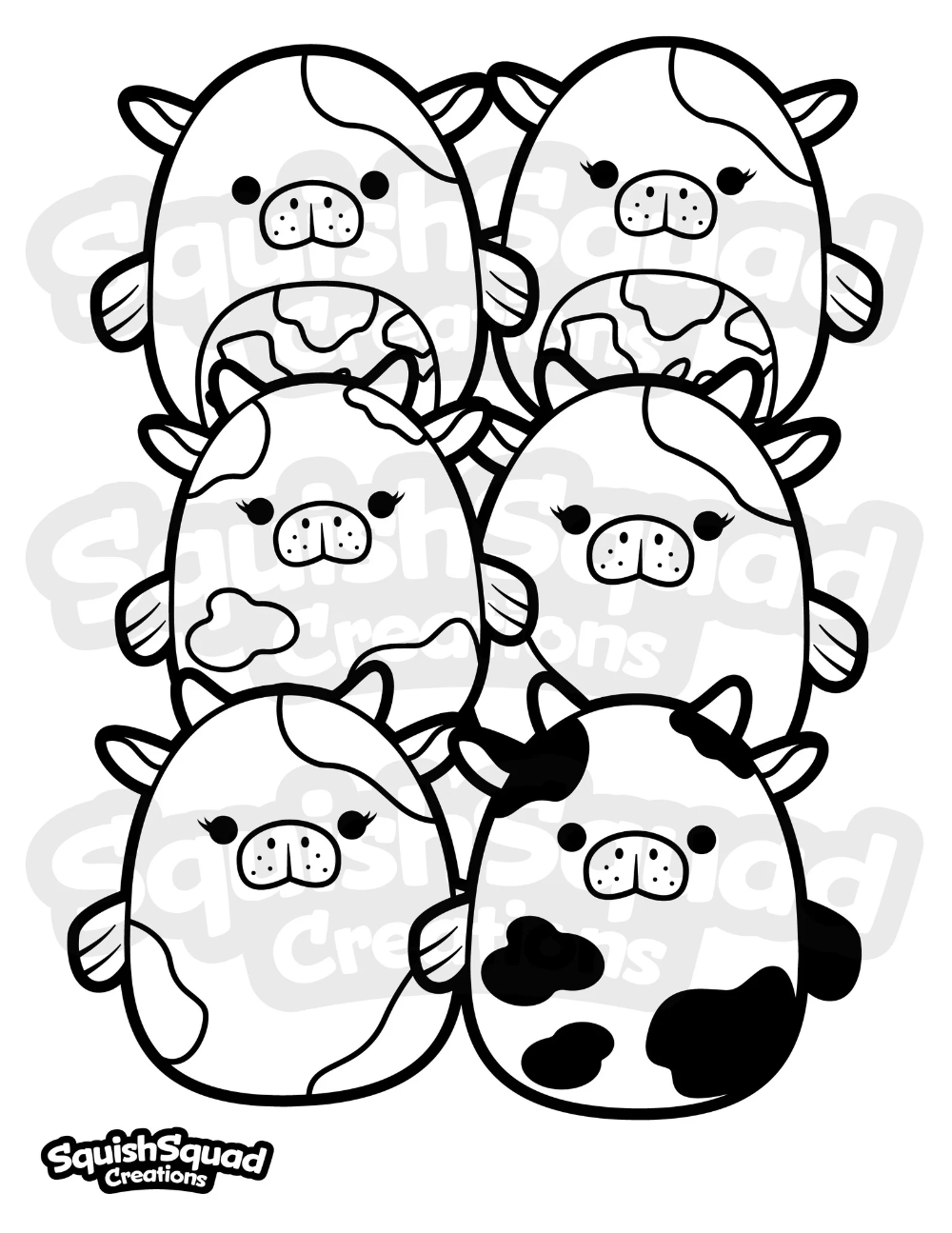 Squishmallow Sea Cows Coloring Page Printable Squishmallow Coloring