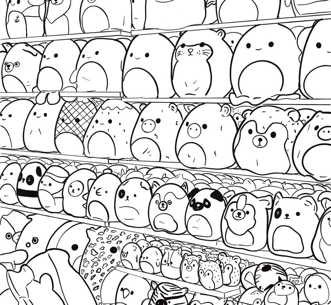 Squishmallows At The Shop Coloring Page Etsy UK Food Coloring Pages