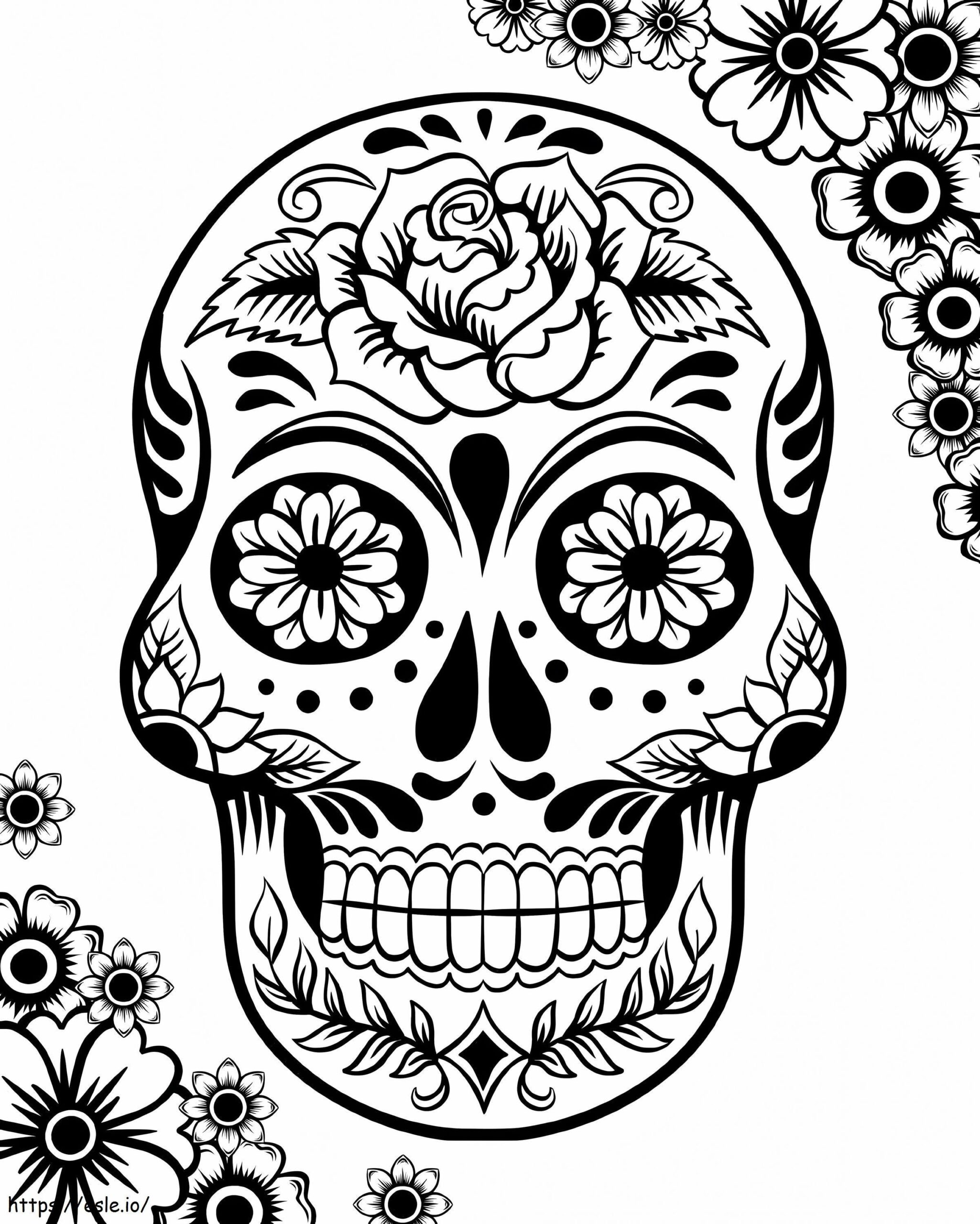 Sugar Skull Flower Tattoo Coloring Page Sugar Skull Flower Tattoo Coloring Page