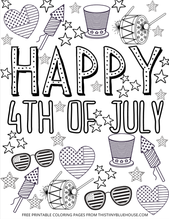 Super Cute Free Printable 4th Of July Coloring Page Bundle July