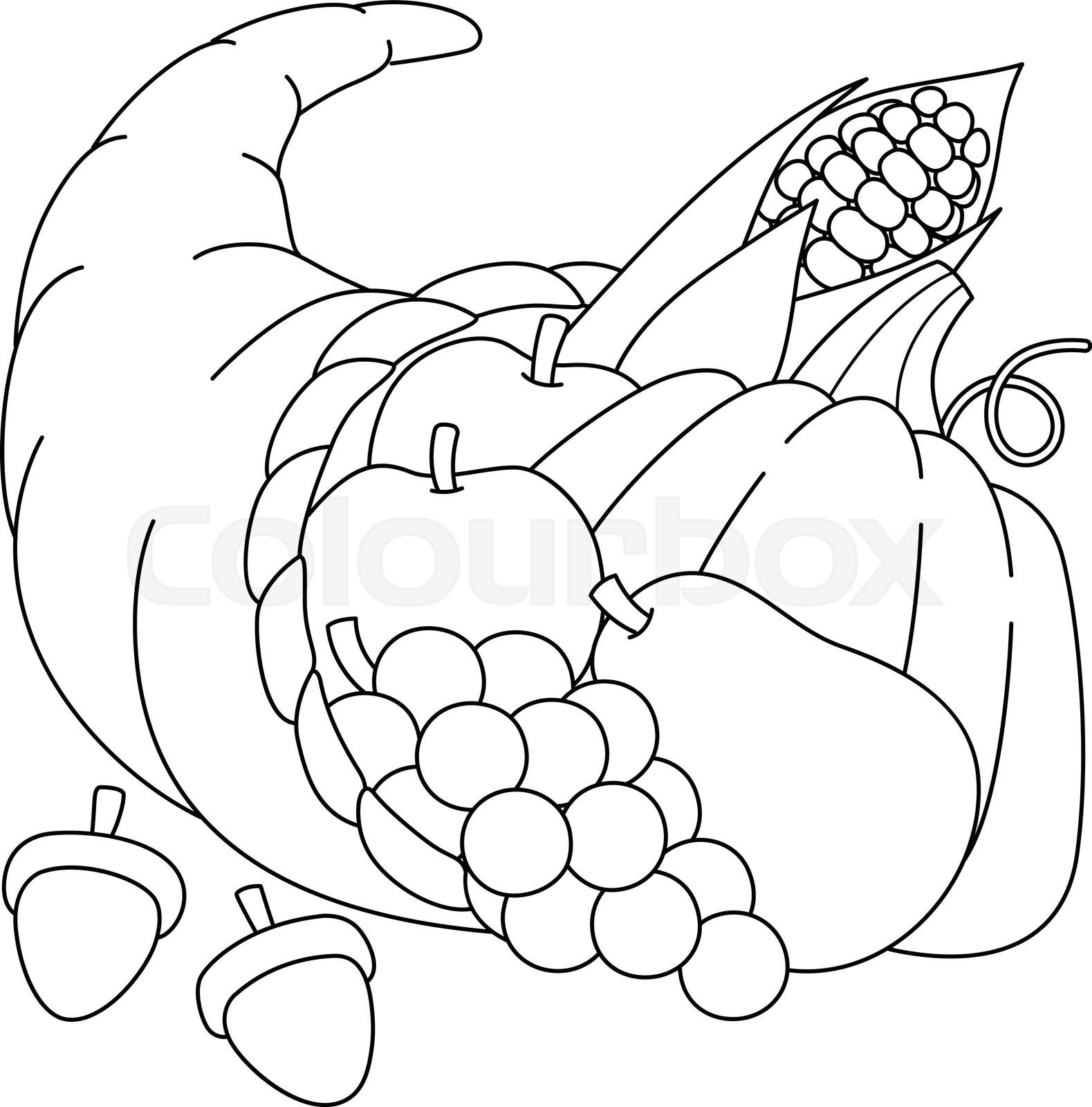 Thanksgiving Cornucopia Coloring Page For Kids Stock Vector Colourbox Thanksgiving Cornucopia Coloring Page For Kids Stock Vector Colourbox