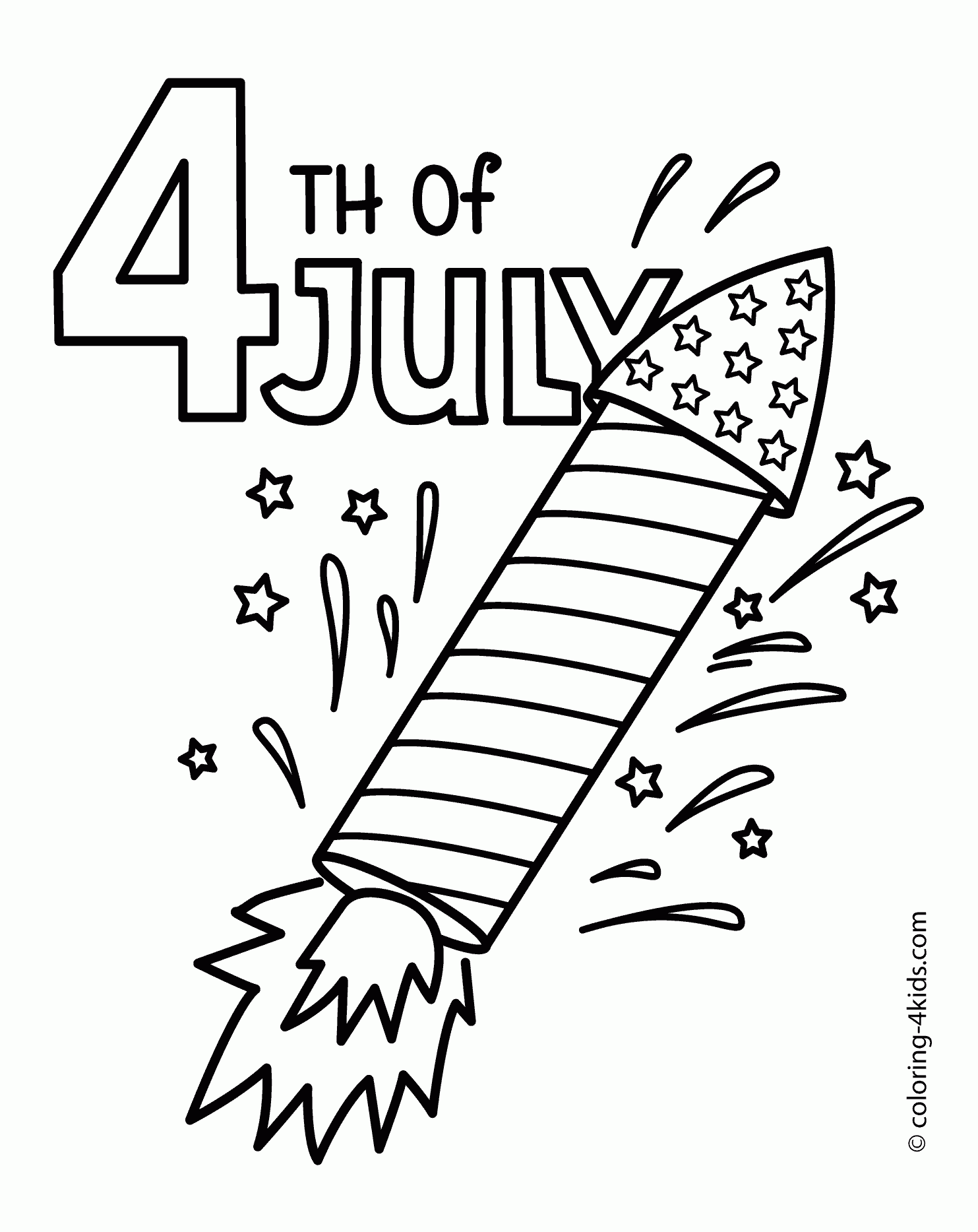 The 4th Of July Coloring Pages Fireworks USA Independence Day