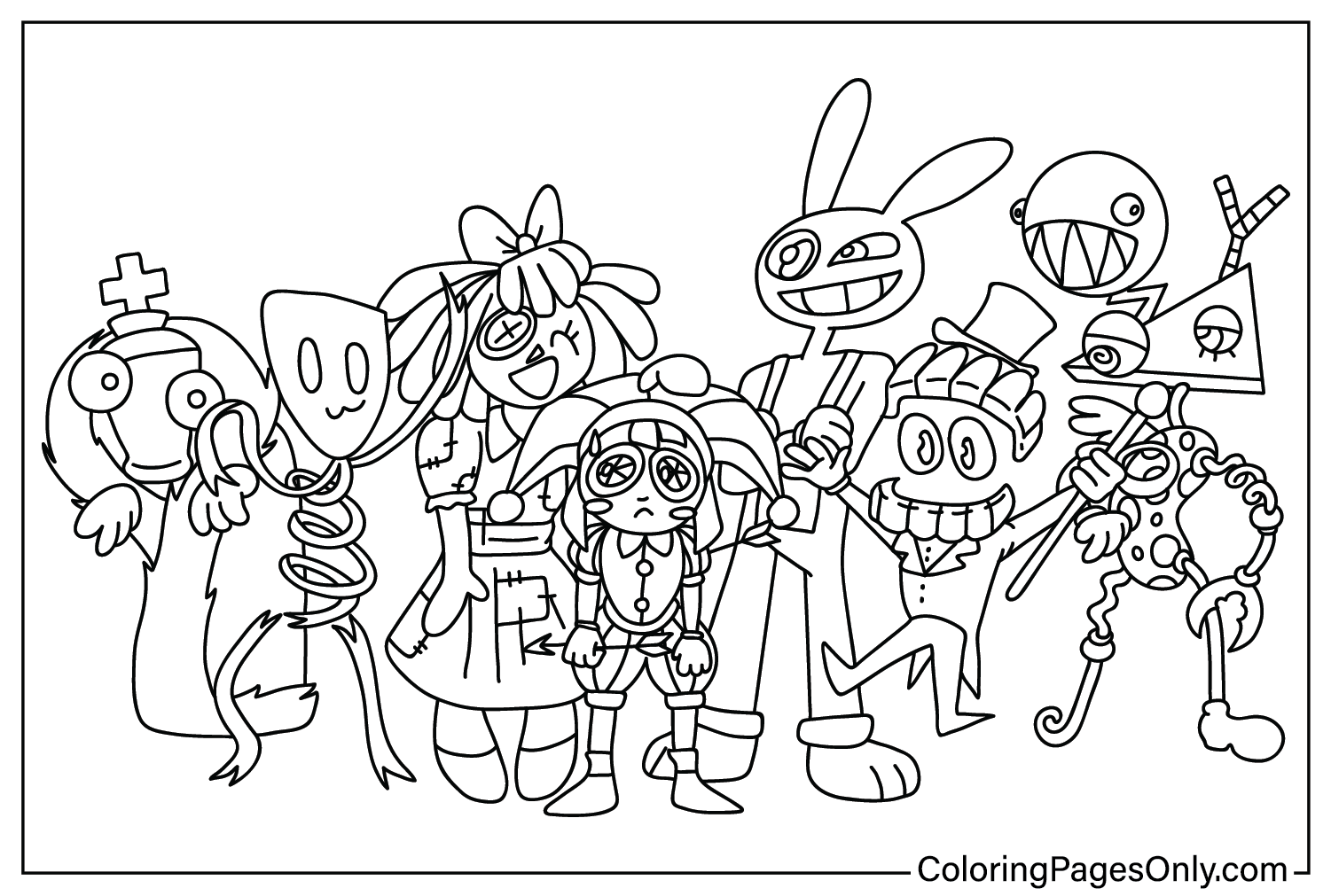 The Amazing Digital Circus Color Page Cartoon Coloring Pages