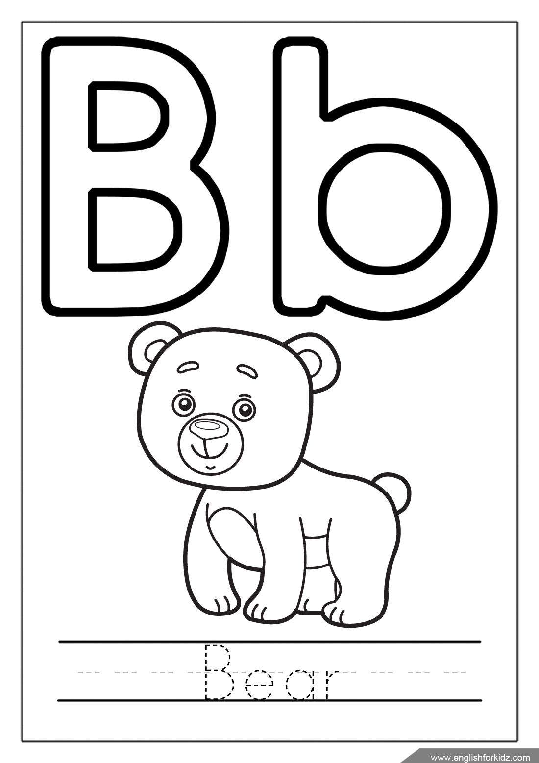 The Letter B Is For Bear Coloring Page With An Image Of A Bear On It The Letter B Is For Bear Coloring Page With An Image Of A Bear On It