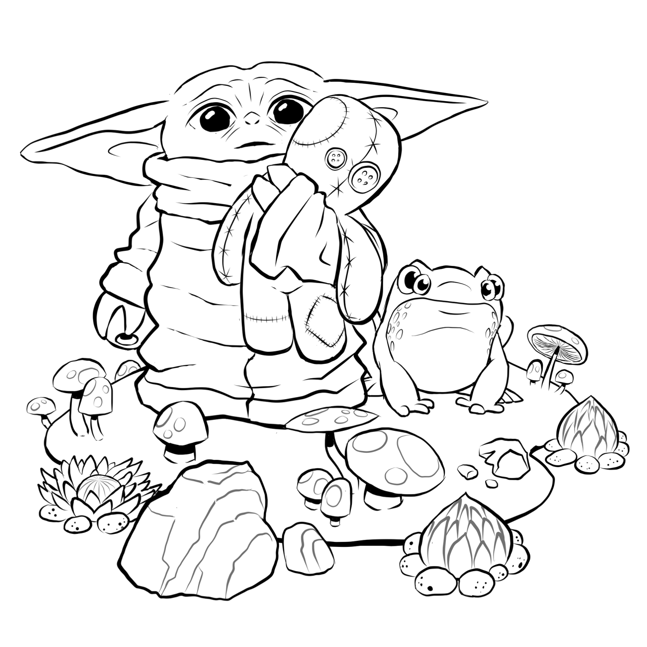 TieFighters Baby Yoda Coloring Page Art By Tony Helms IG Frog