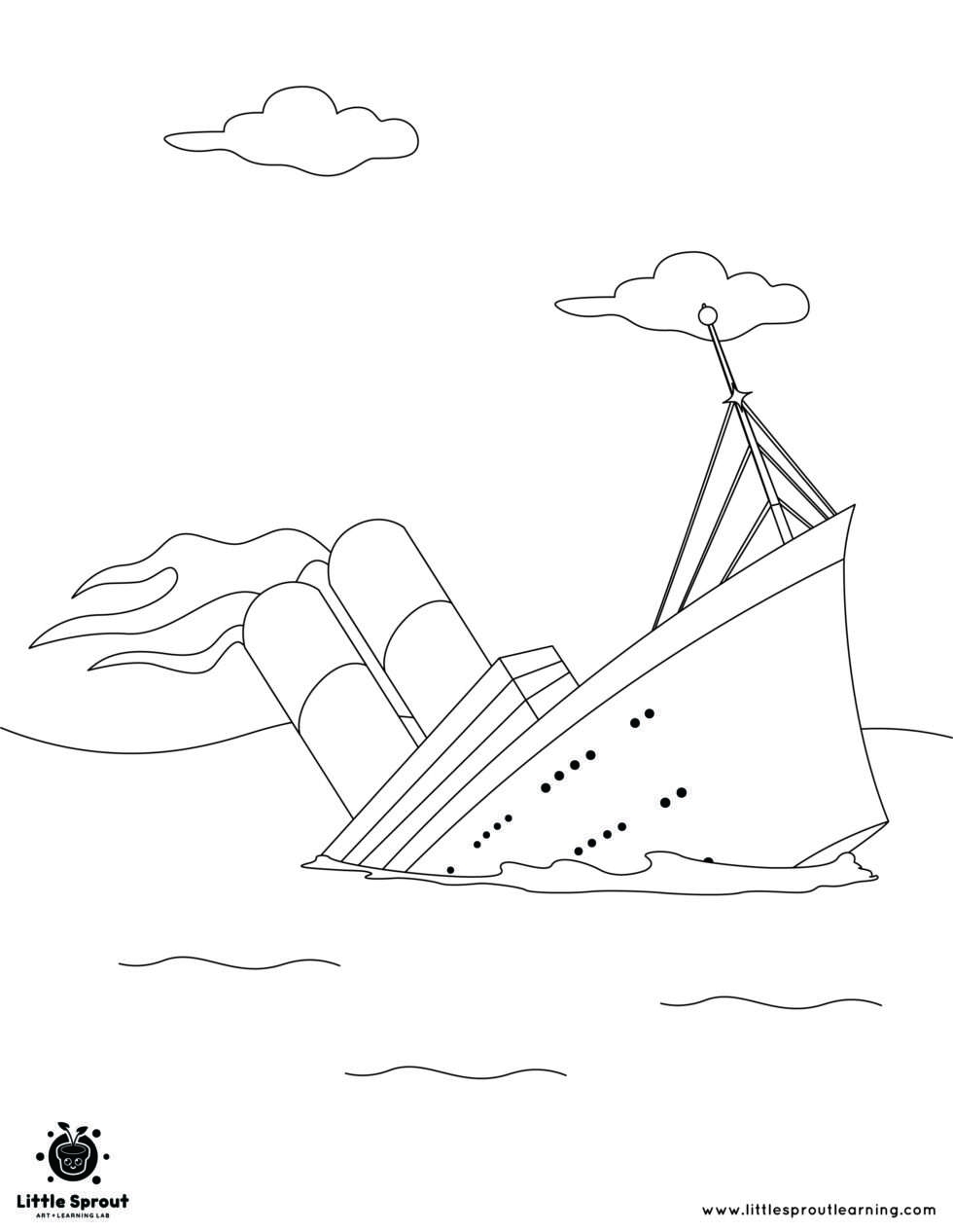 Titanic Sinking Coloring Page Little Sprout Art Titanic Sinking Coloring Page Little Sprout Art