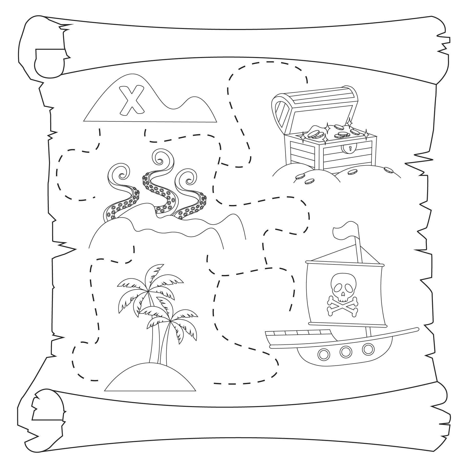 Treasure Map Coloring Pages Pirate Maps Kids Awesome Printable Hunt Treasure Map Coloring Pages Pirate Maps Kids Awesome Printable Hunt