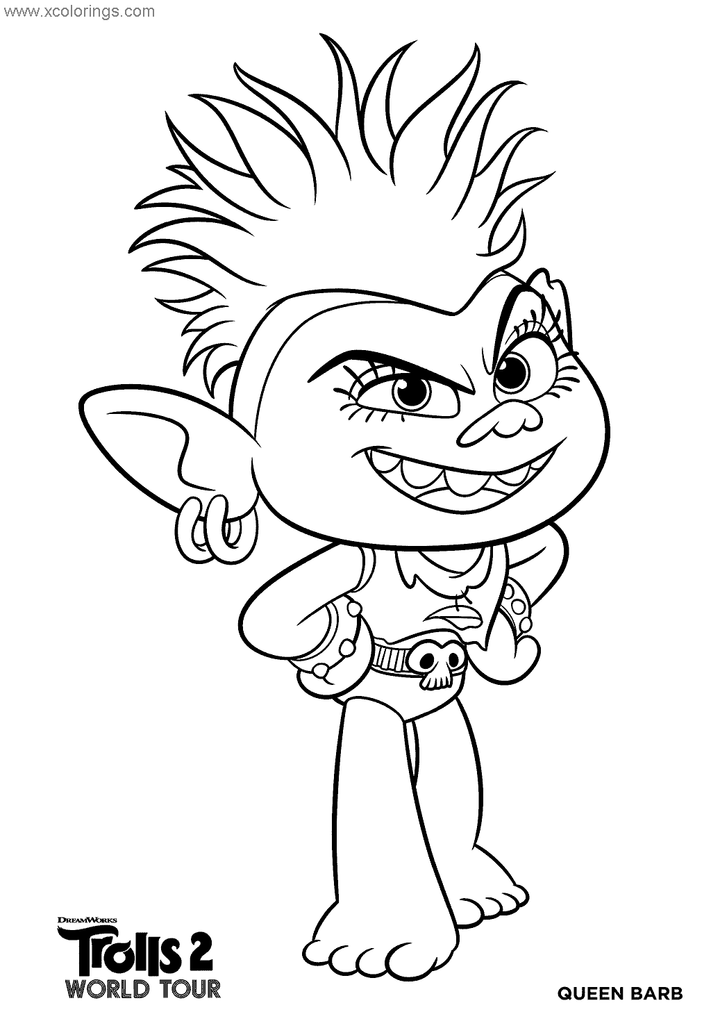 Trolls World Tour Coloring Pages Queen Barb XColorings