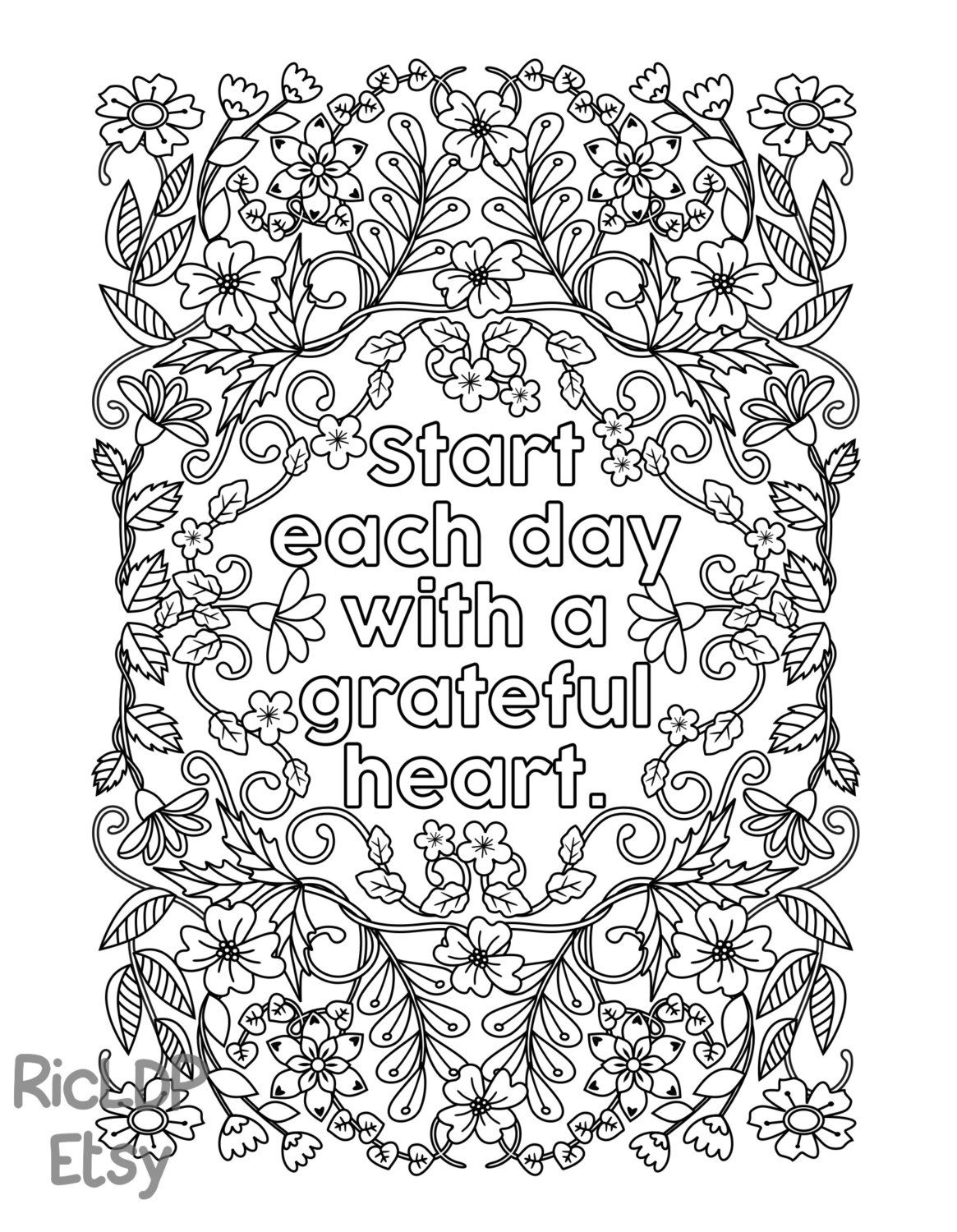 Two Thanksgiving Gratitude Coloring Pages For Kids Adults Printable