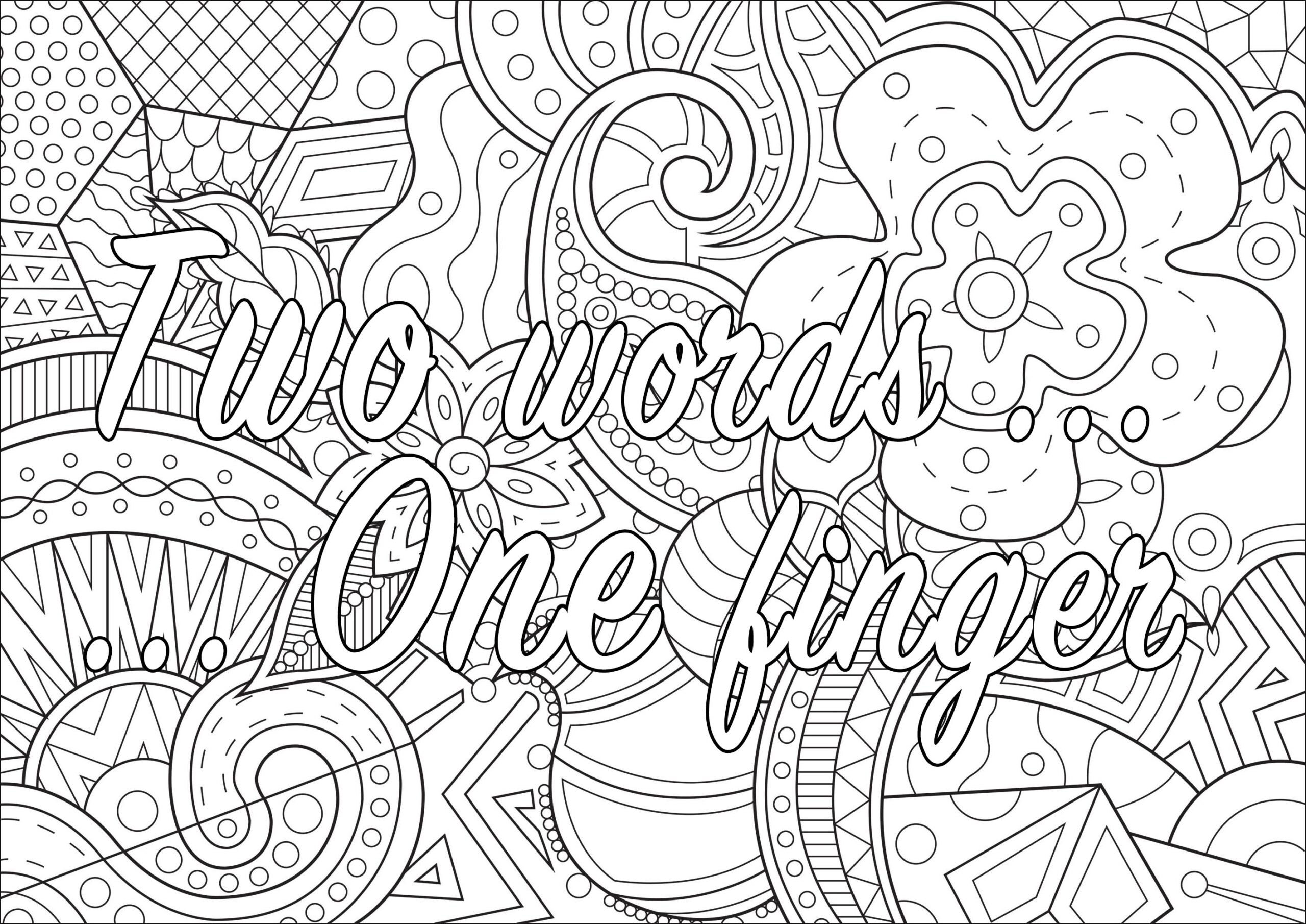 Two Words One Finger Swear Word Coloring Page Mandalas Art Two Words One Finger Swear Word Coloring Page Mandalas Art