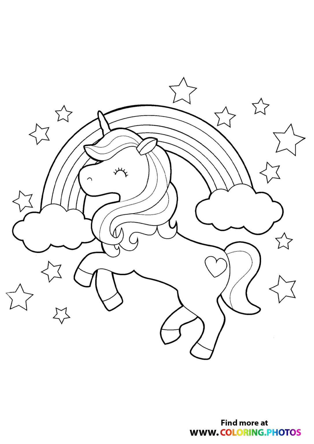 Unicorn With A Rainbow Coloring Pages For Kids Unicorn With A Rainbow Coloring Pages For Kids