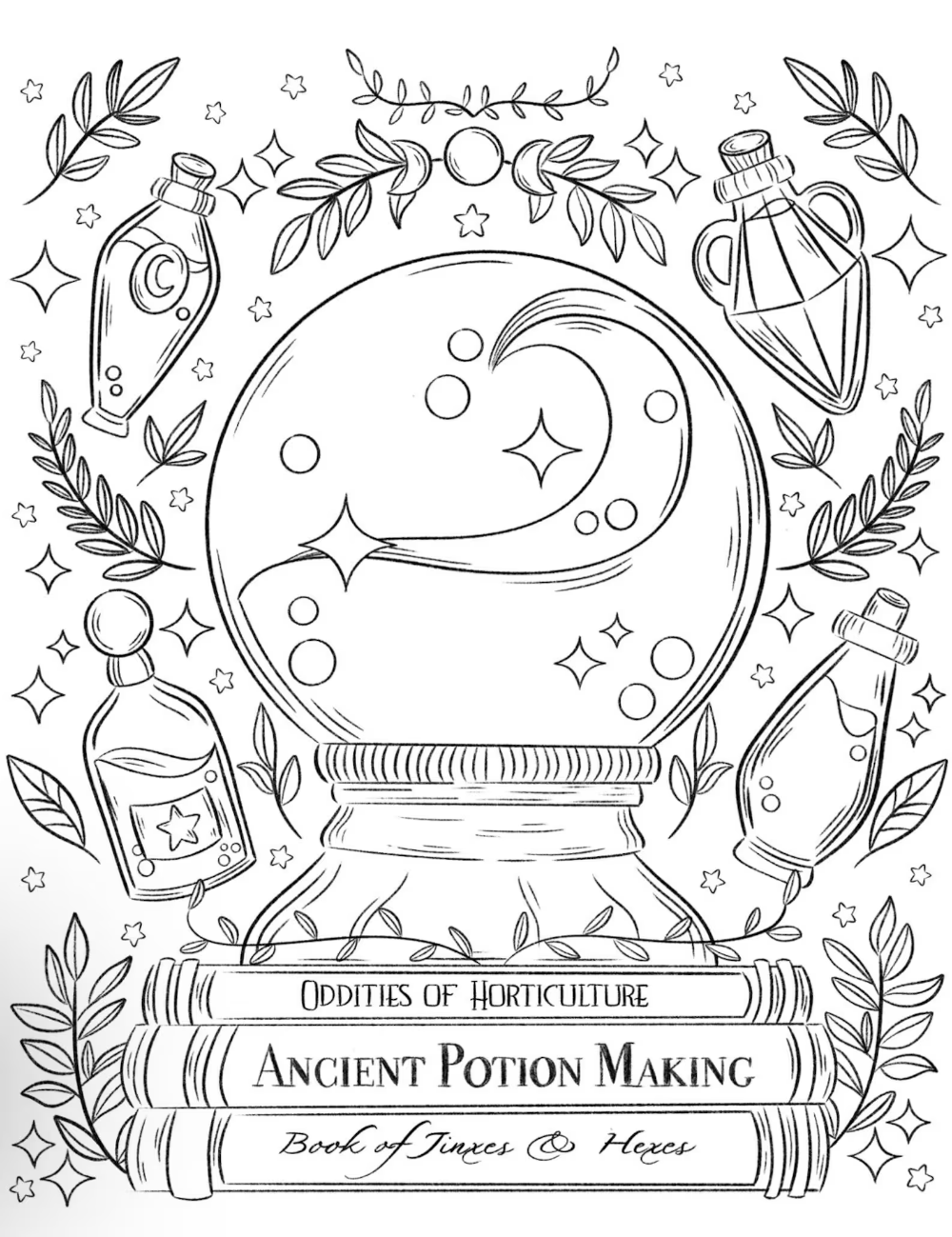 Witch Coloring Pages Crystal Coloring Page Witch Coloring Etsy Witch Witch Coloring Pages Crystal Coloring Page Witch Coloring Etsy Witch
