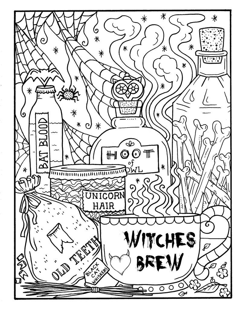 Witchy Brew Coloring Page PDF Halloween Coloring Fun Etsy Witch Witchy Brew Coloring Page PDF Halloween Coloring Fun Etsy Witch
