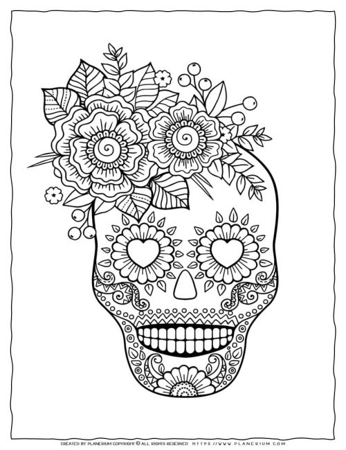 Sugar Skull Coloring Pages Printable Free Sugar Skull Coloring Pages Printable Free