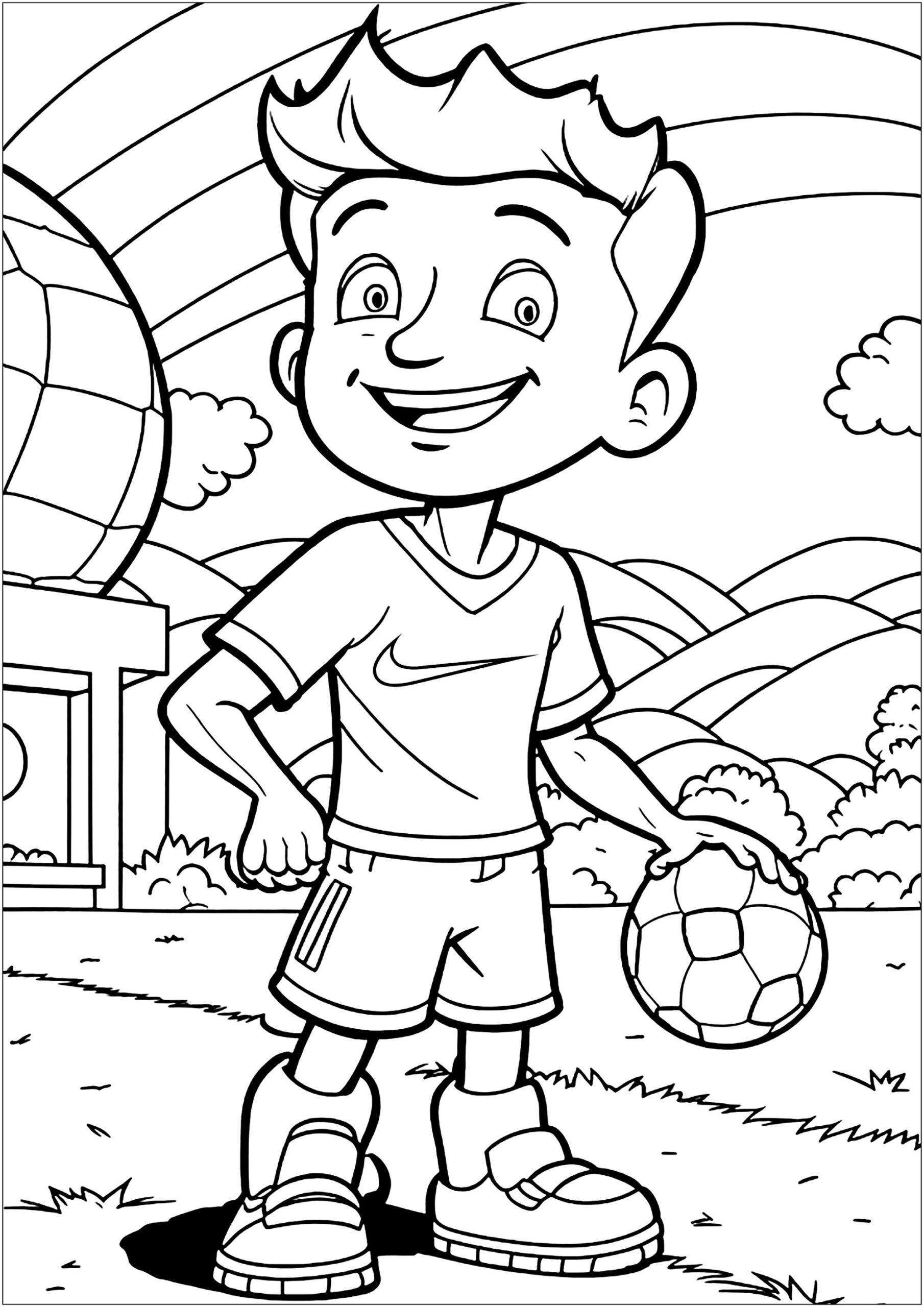 Young Footballer And His Ball Soccer Coloring Pages For Kids Young Footballer And His Ball Soccer Coloring Pages For Kids